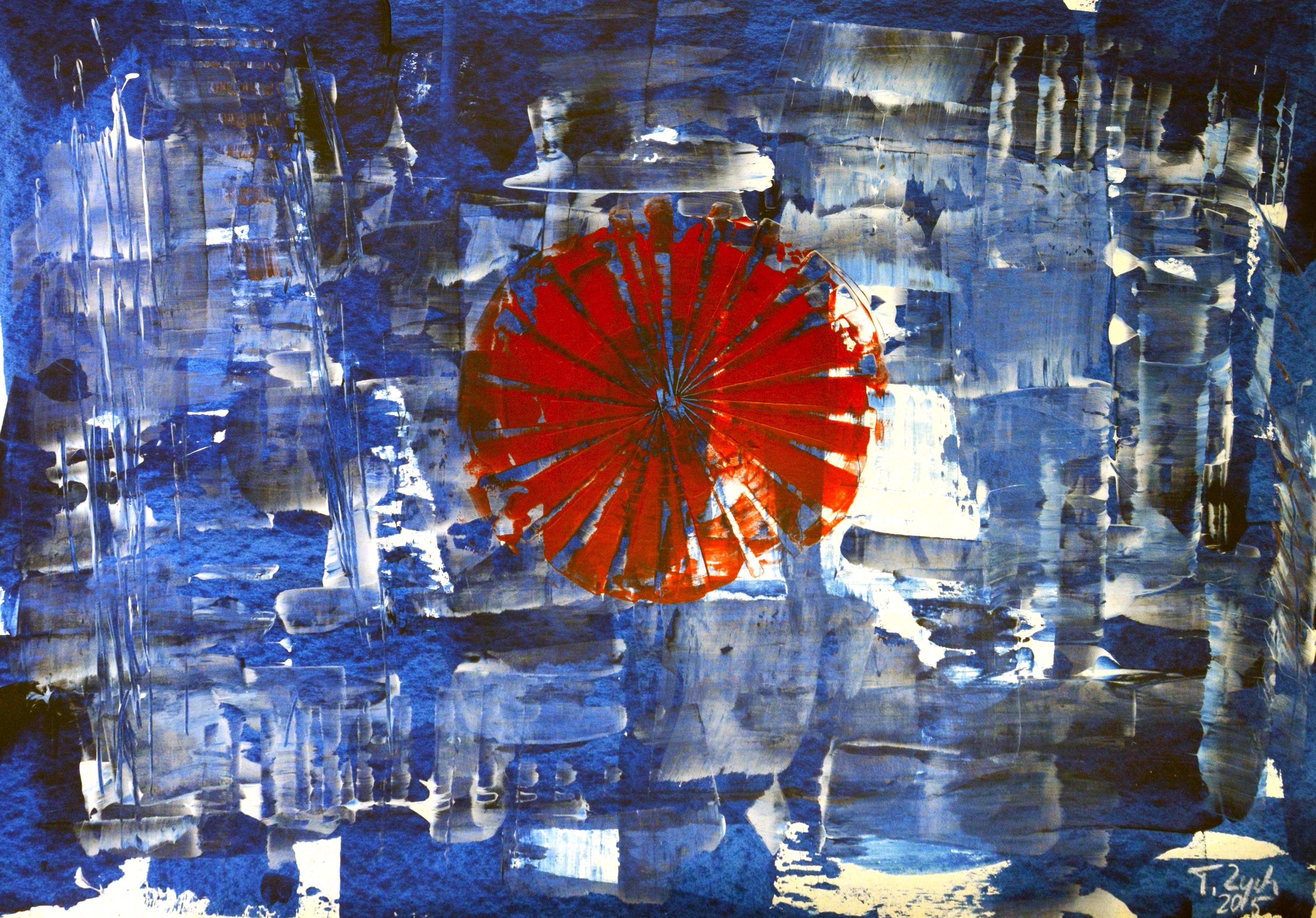 Tadeusz Zych Abstract Painting - Pacific / Acrylic on cardboard / 70 x 100 cm