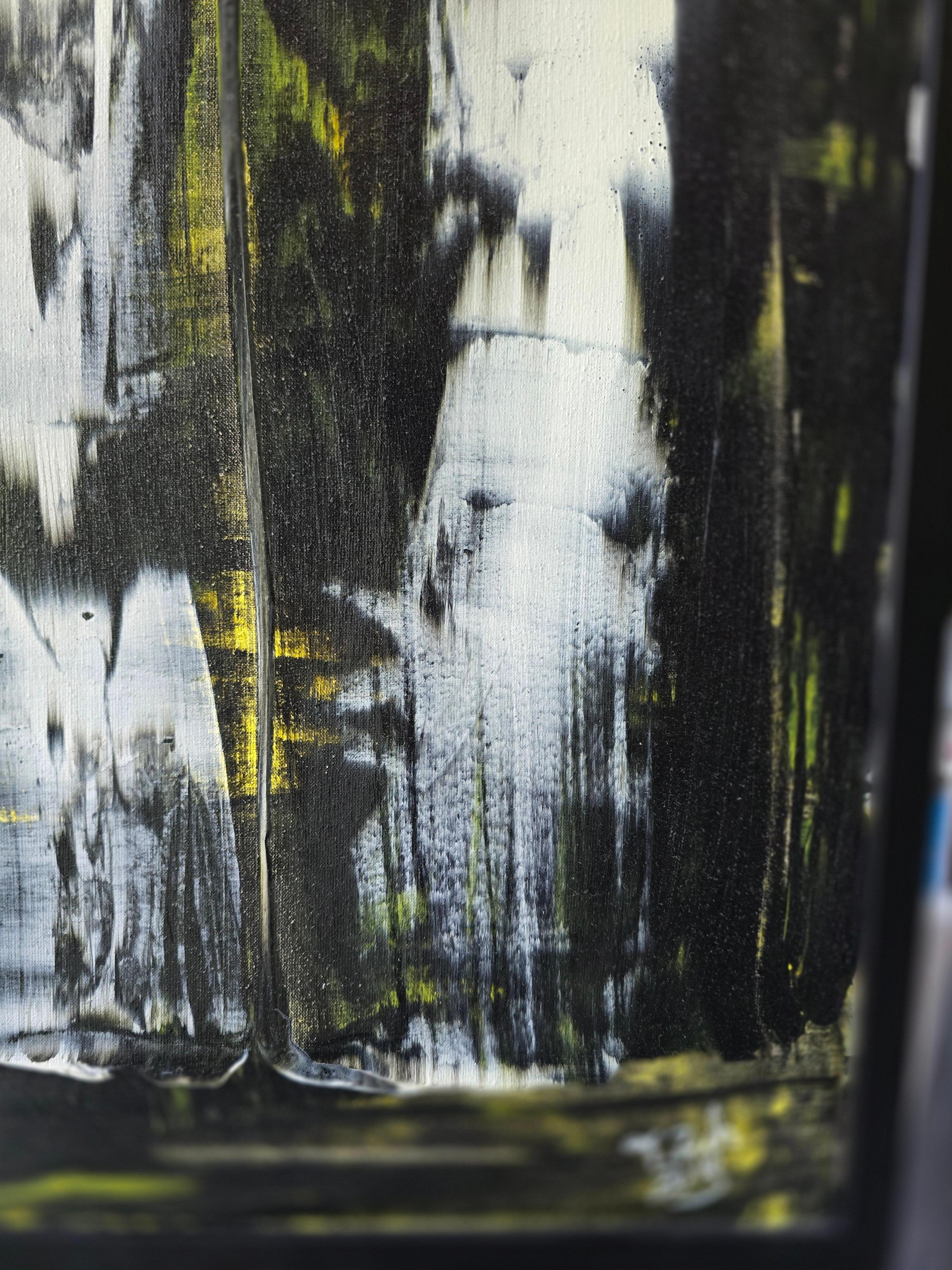 Rolling Stones / Acrylic on canvas / 100 x 70 cm - Black Abstract Painting by Tadeusz Zych