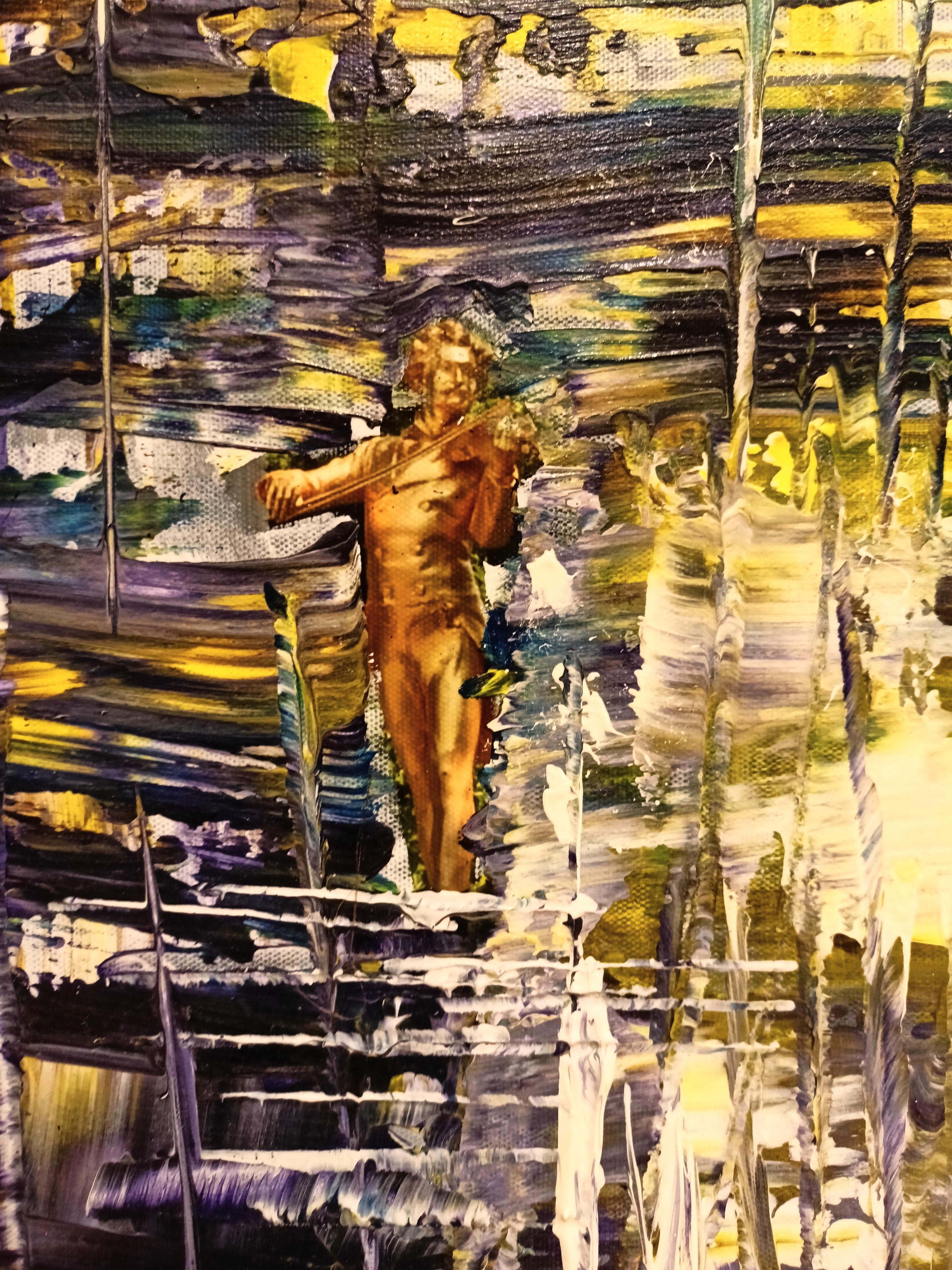 Summer storm over the blue Danube / Acrylic, photograph on canvas / 50 x 70 cm - Painting by Tadeusz Zych