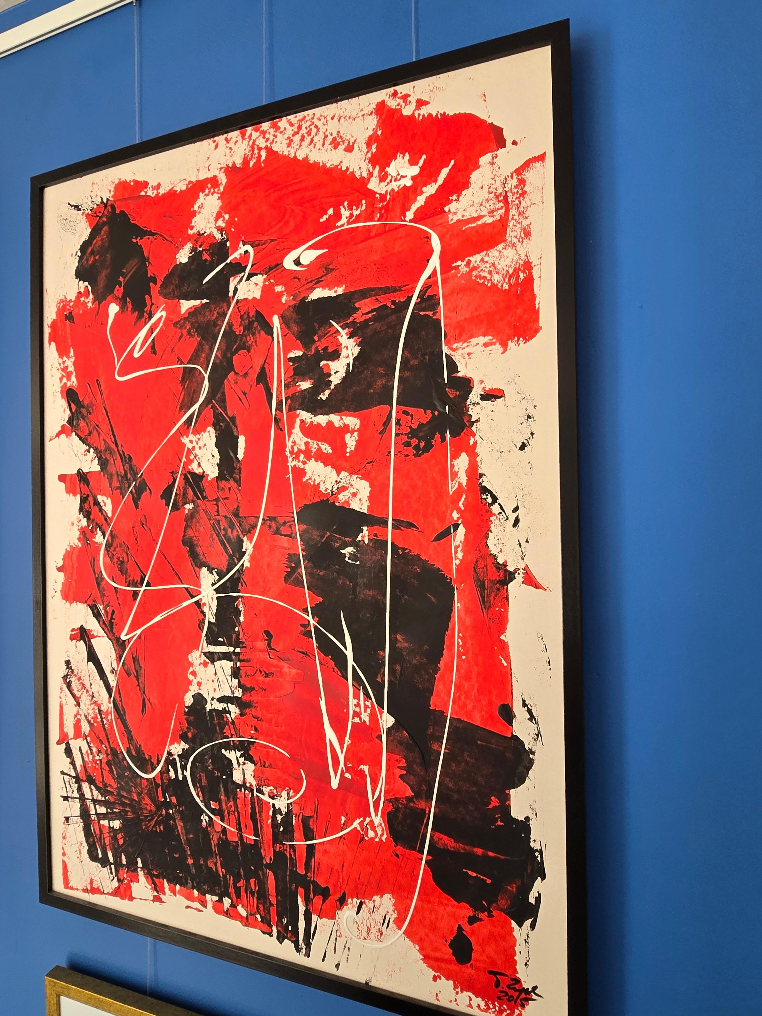 Unbenannt  Acryl auf Karton / 100 x 70 cm (Rot), Abstract Painting, von Tadeusz Zych