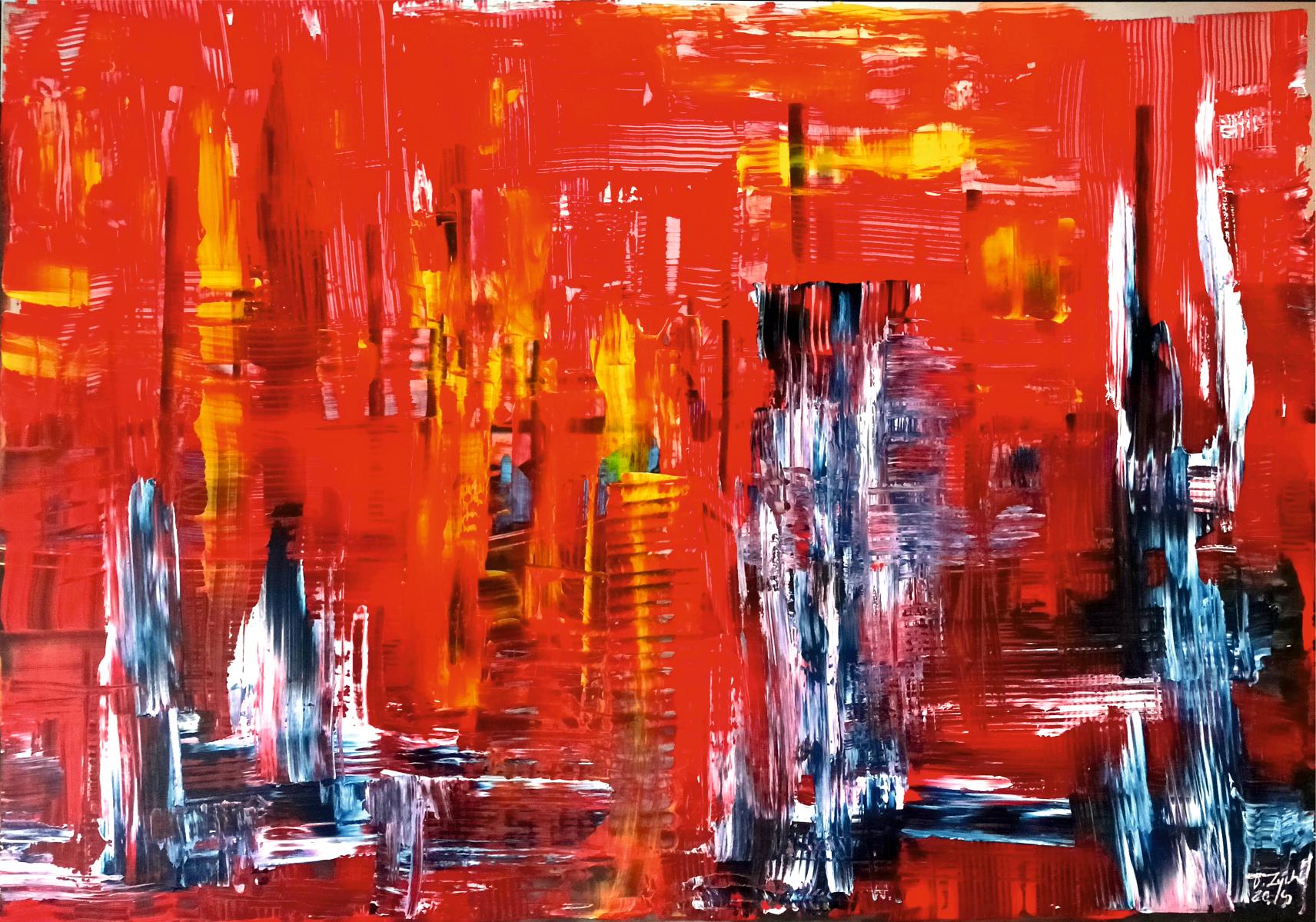 Tadeusz Zych Abstract Painting - Venice / Acrylic on board, own technique / 95 x 135 cm