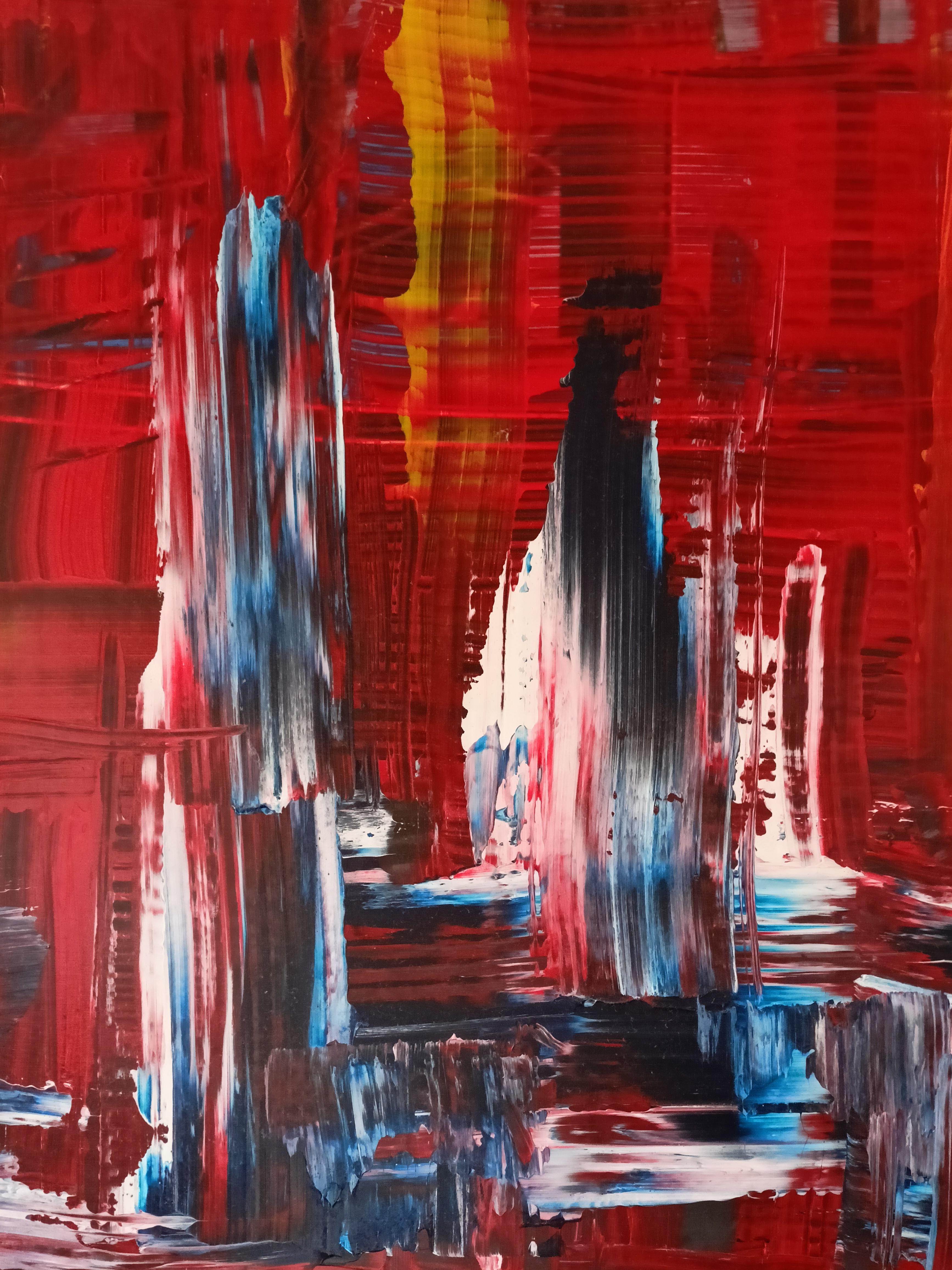 Venice / Acrylic on board, own technique / 95 x 135 cm - Abstract Expressionist Painting by Tadeusz Zych