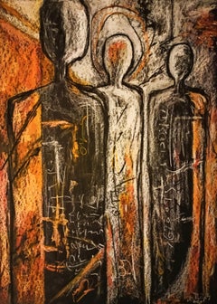 "Visitantes" / Pastel al óleo sobre cartón / 67 x 48 cm