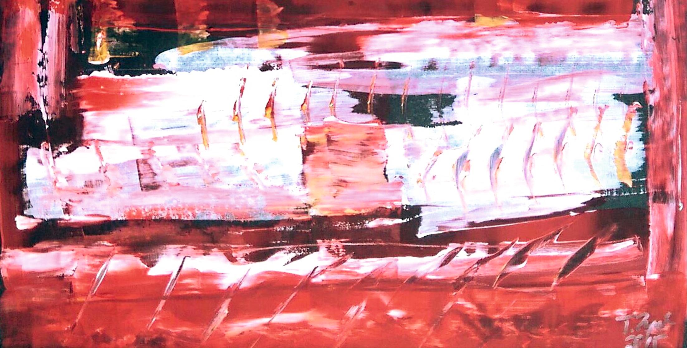Carri /Acrilico su cartone / 70 x 50 cm - Abstract Painting Rosa di Tadeusz Zych