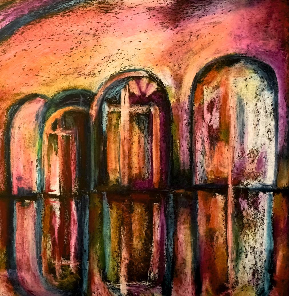 Without title / Oil Pastel on cardboard / 50 x 70 cm - Painting by Tadeusz Zych