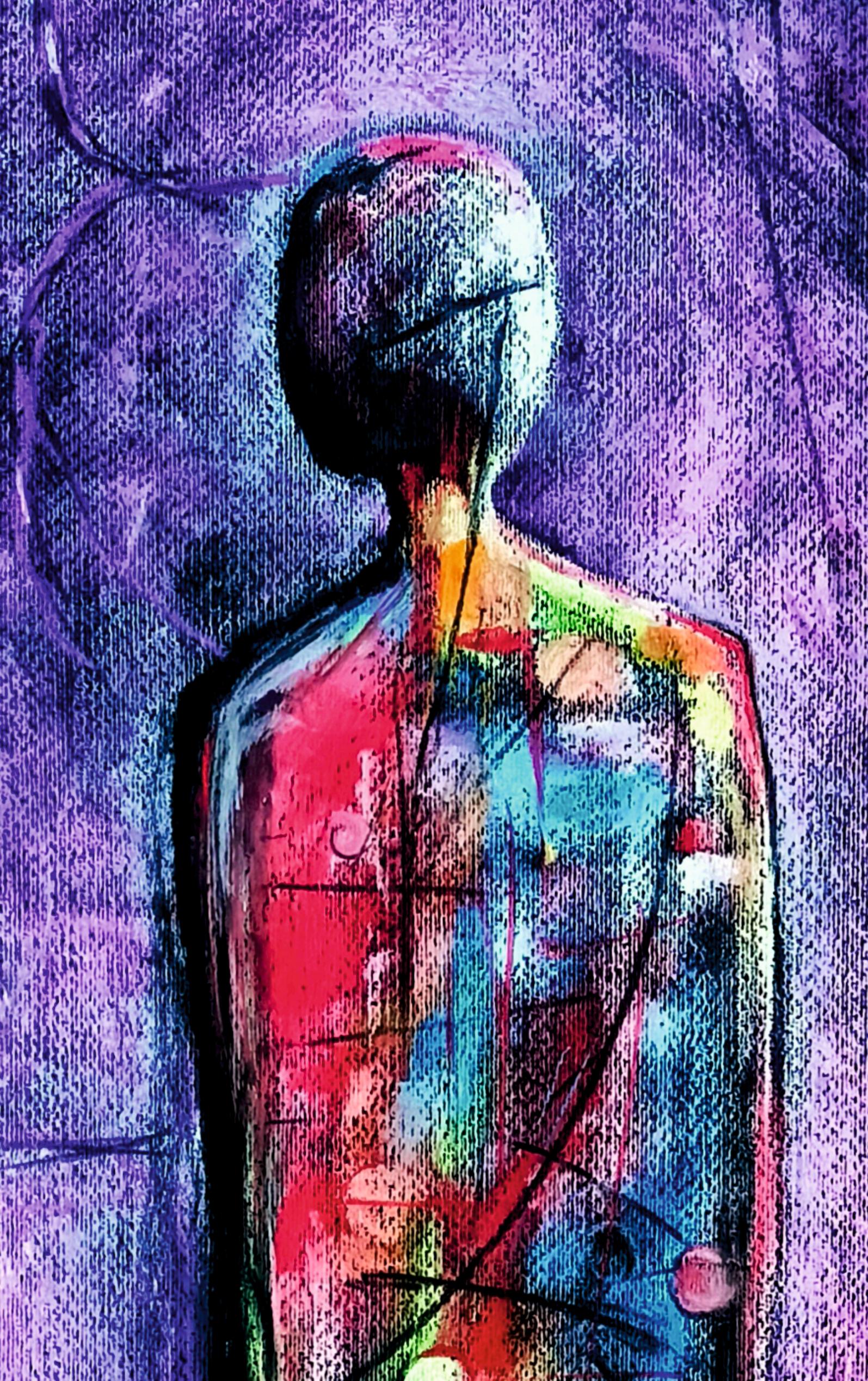 Due mondi. Dalla serie Zychan / Pastello a olio su cartone / 100 x 70 cm - Painting Astratto di Tadeusz Zych