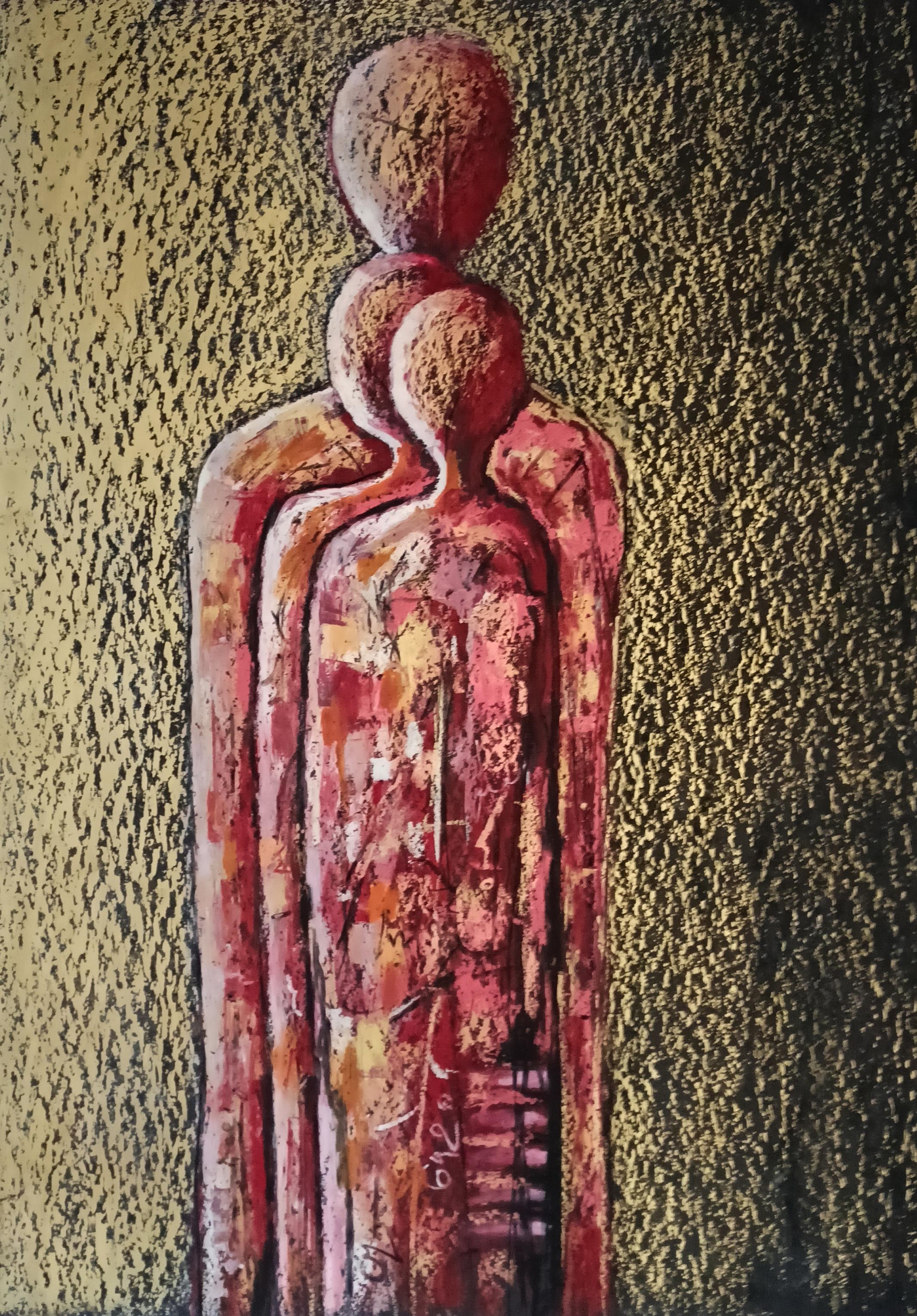 Tadeusz Zych Abstract Painting - "Zychany XI" / Oil Pastel on cardboard / 68 x 48 cm
