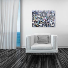 Pintura collage postimpresionista original de arte urbano moderno - Sublime 2153