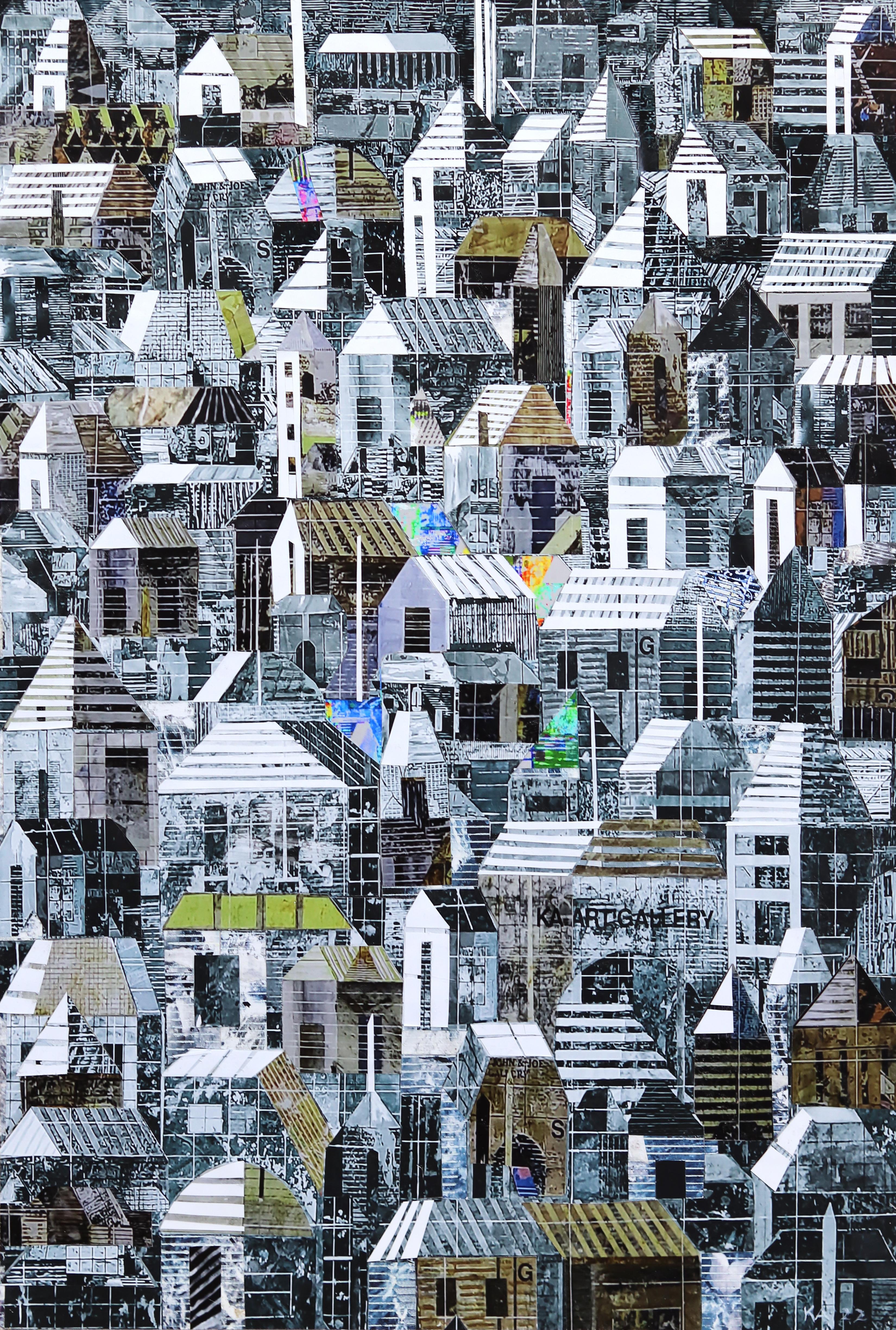 Tae Ho Kang Abstract Painting – Sublime 230 – Original Urban Landscape Photographic Collage-Kunstwerk