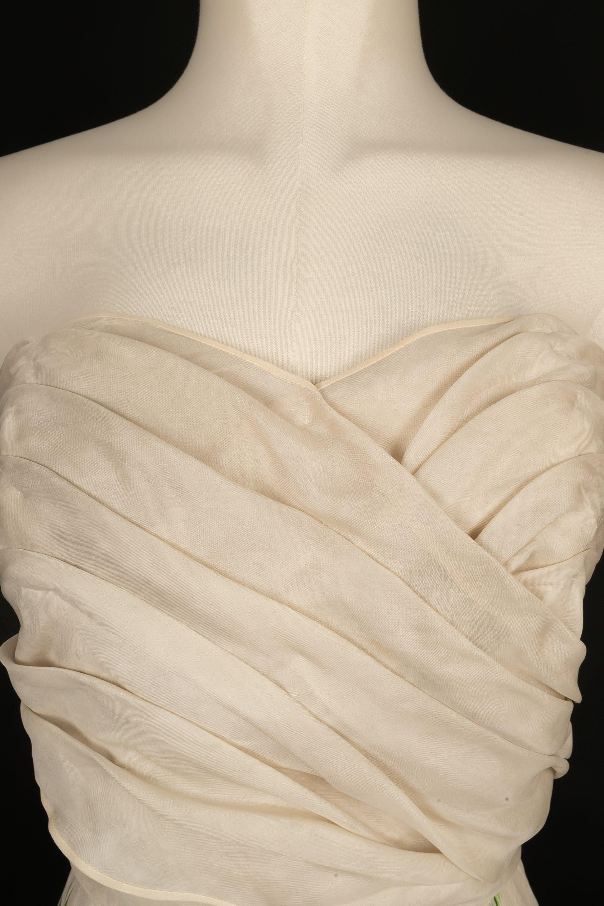 Robe bustier plissée en taffetas en vente 1