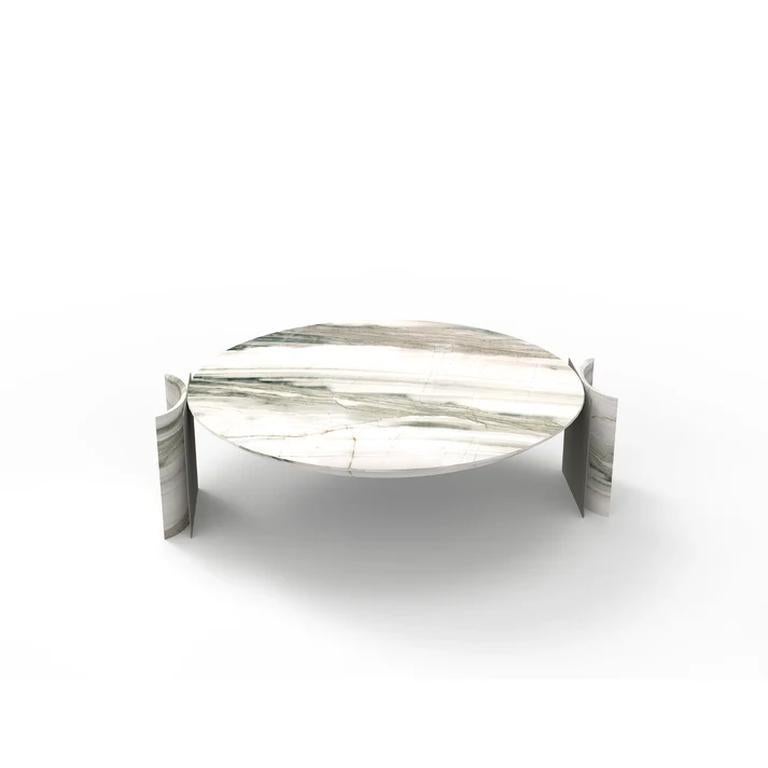 Métal Table basse Taffura - Une symphonie de pierre et de métal en vente