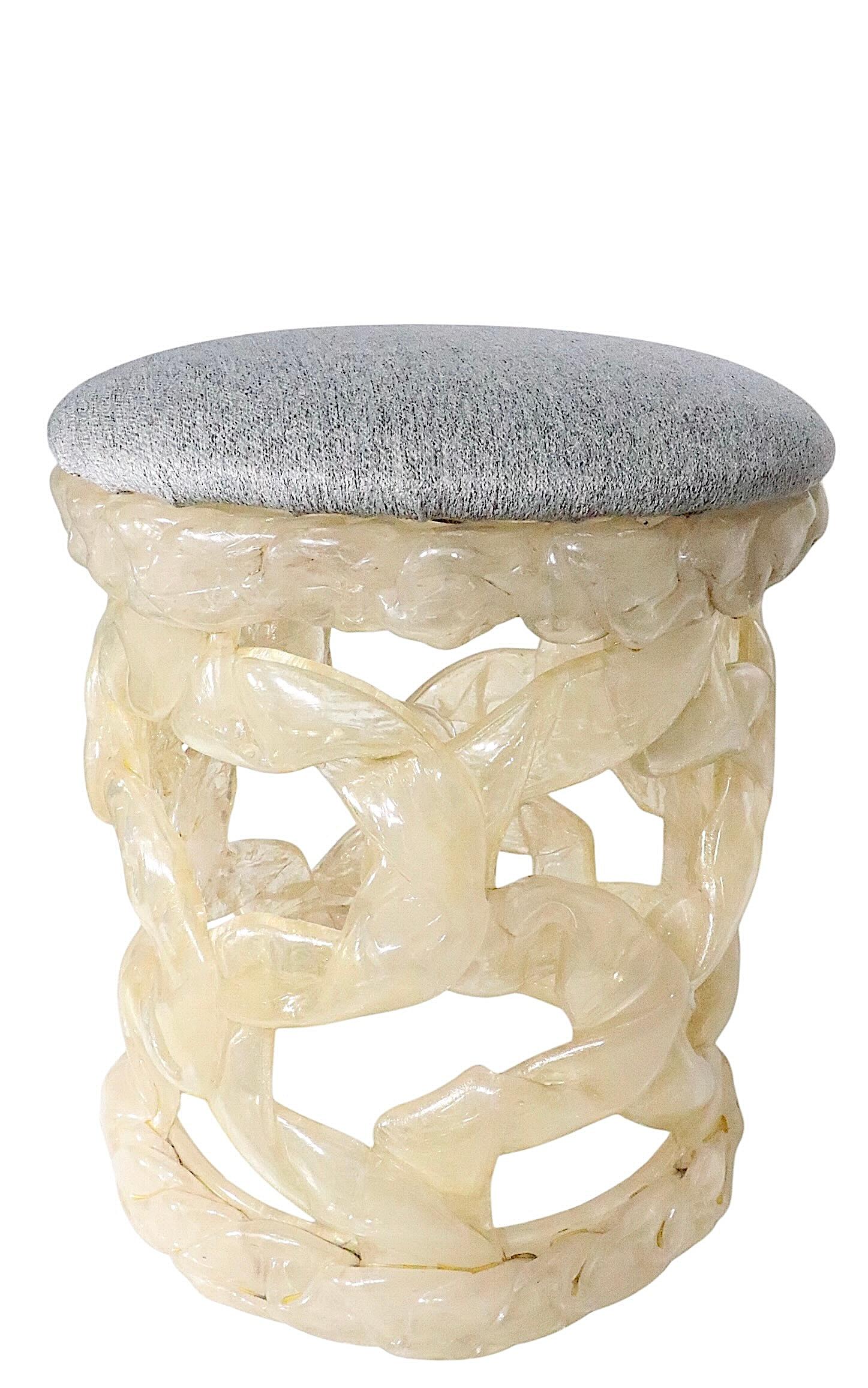 Hollywood Regency Taffy Resin Stool after Tony Duquette c. 1970/80's For Sale
