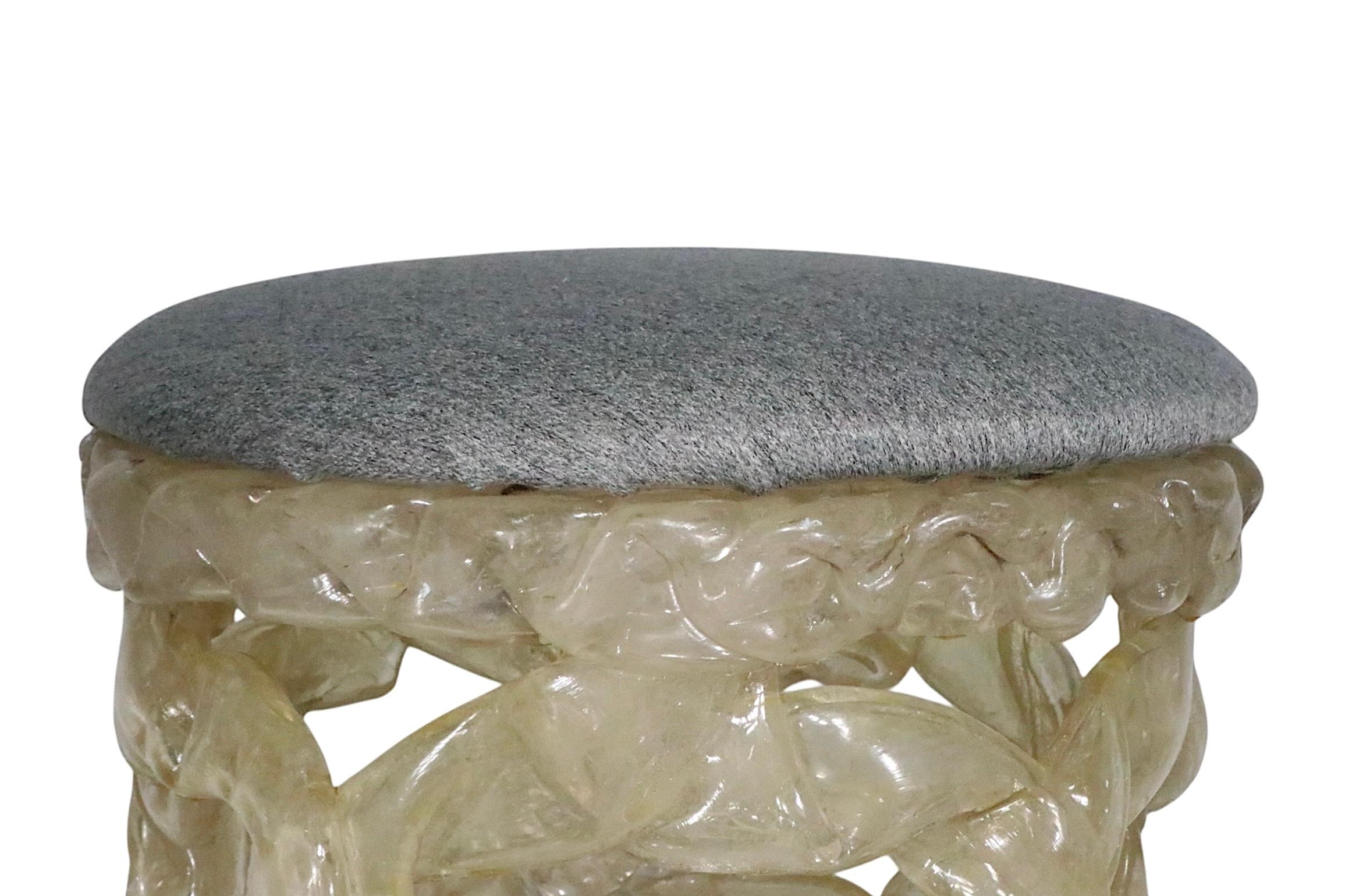 Upholstery Taffy Resin Stool after Tony Duquette c. 1970/80's For Sale