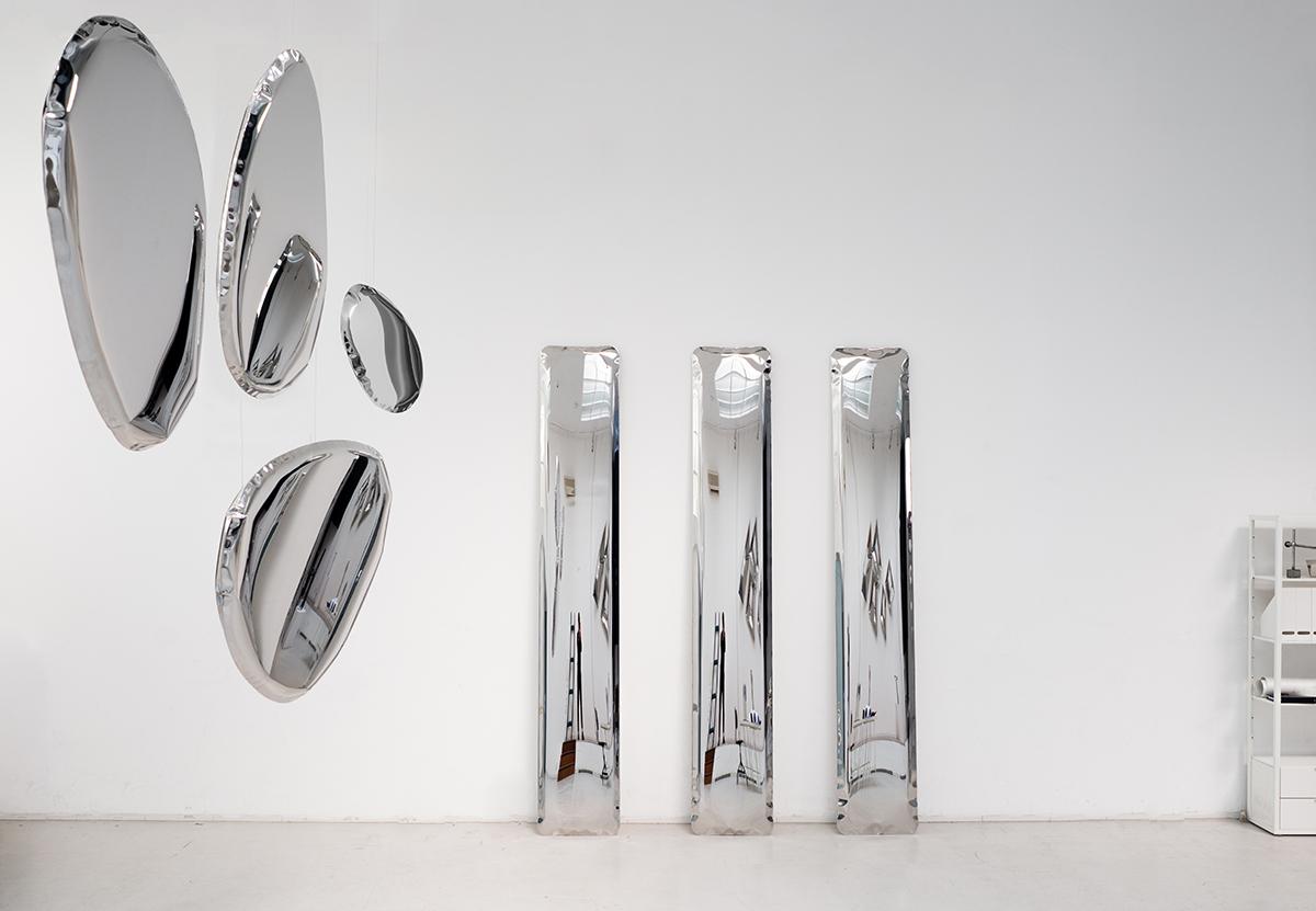 Polish Tafla 05, Wall Mirror in Stainless Steel 'Gradient Collection', Zieta