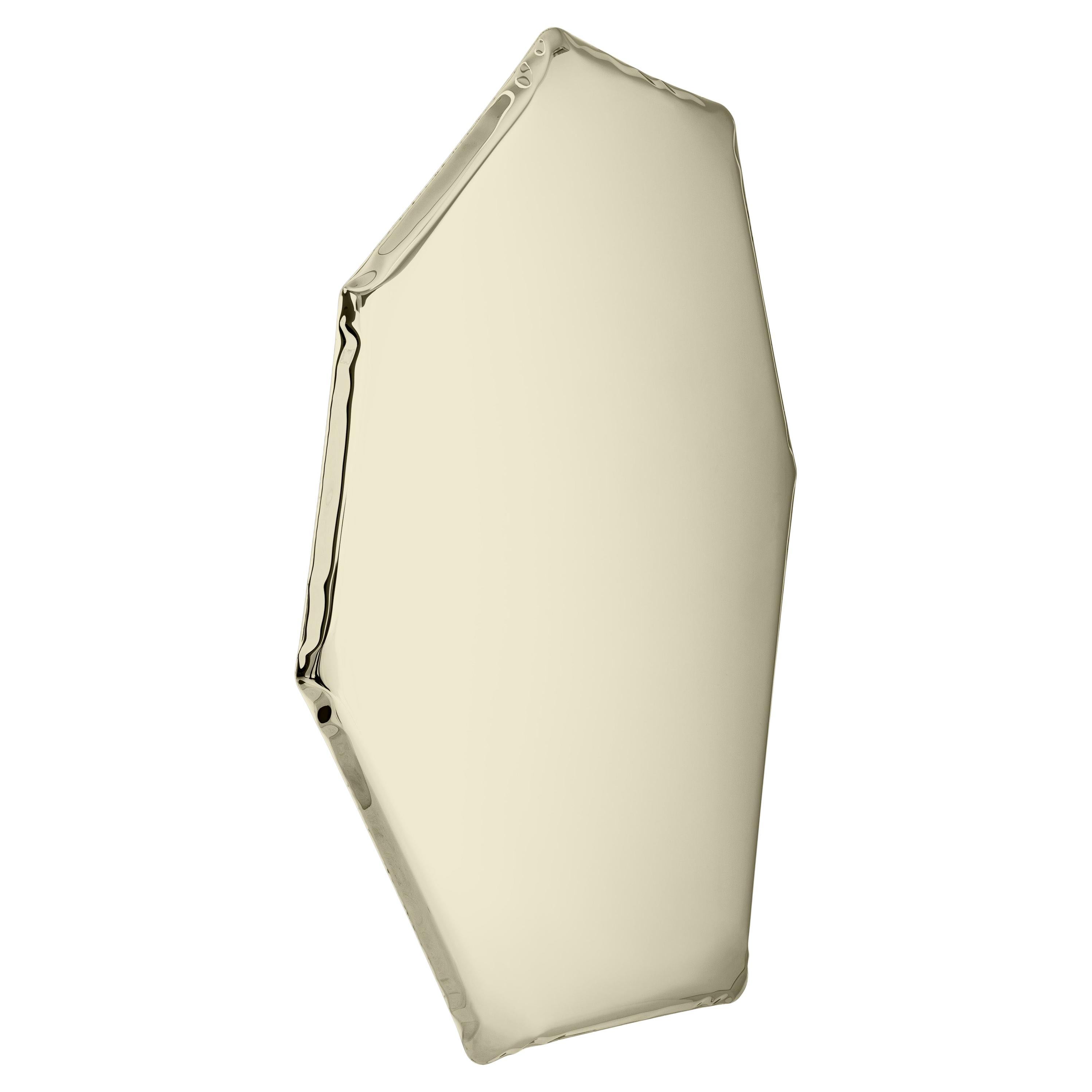 Tafla C2 Polished Stainless Steel Light Gold Color Wall Mirror by Zieta For Sale