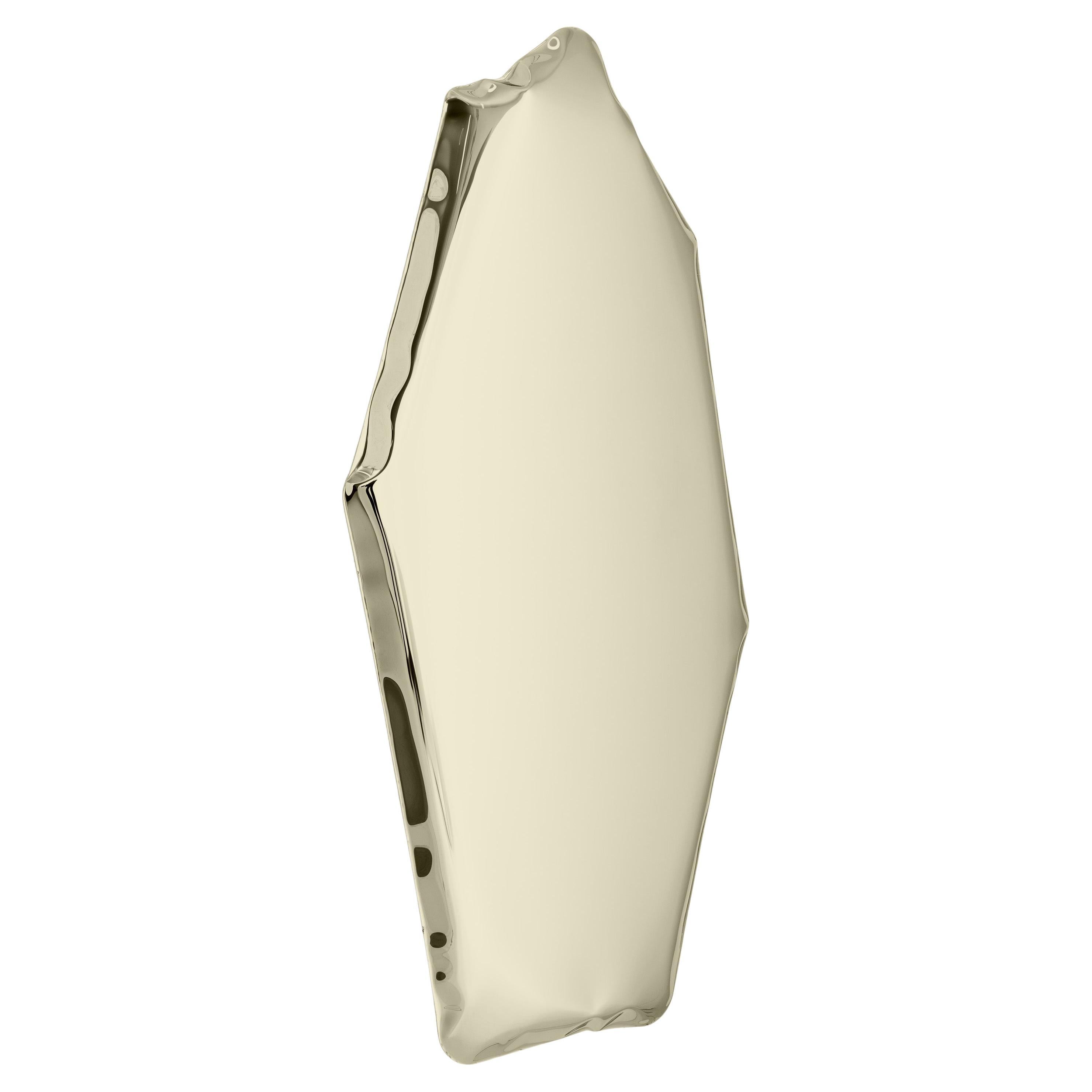 Tafla C4 Polished Stainless Steel Light Gold Color Wall Mirror by Zieta For Sale