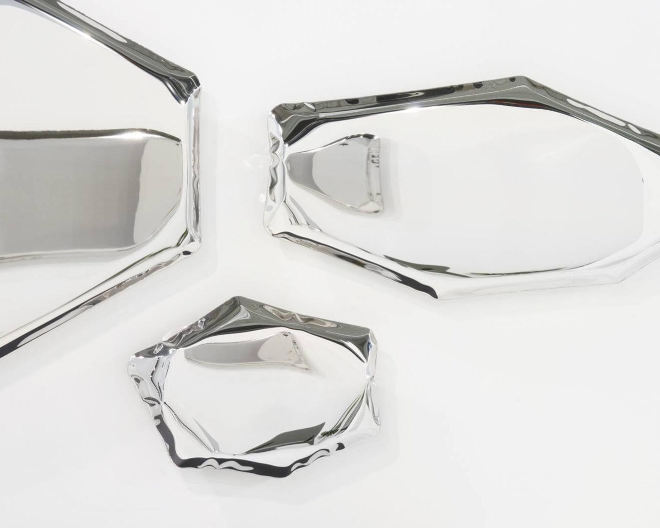 Minimalist Tafla Mirror C2 in Polished Stainless Steel by Zieta For Sale