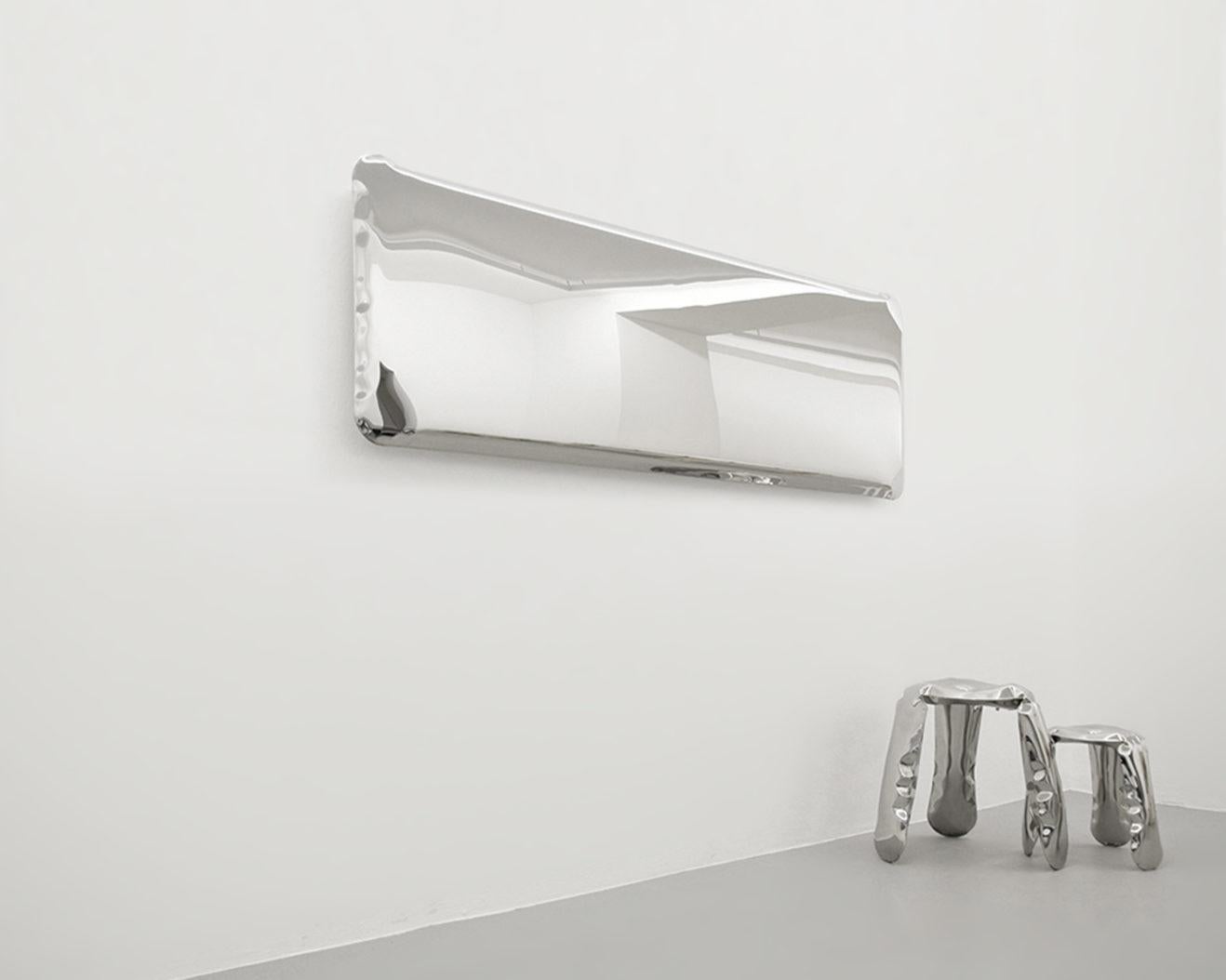 Organic Modern Mirror 'OKO 36' in stainless steel, by Zieta For Sale