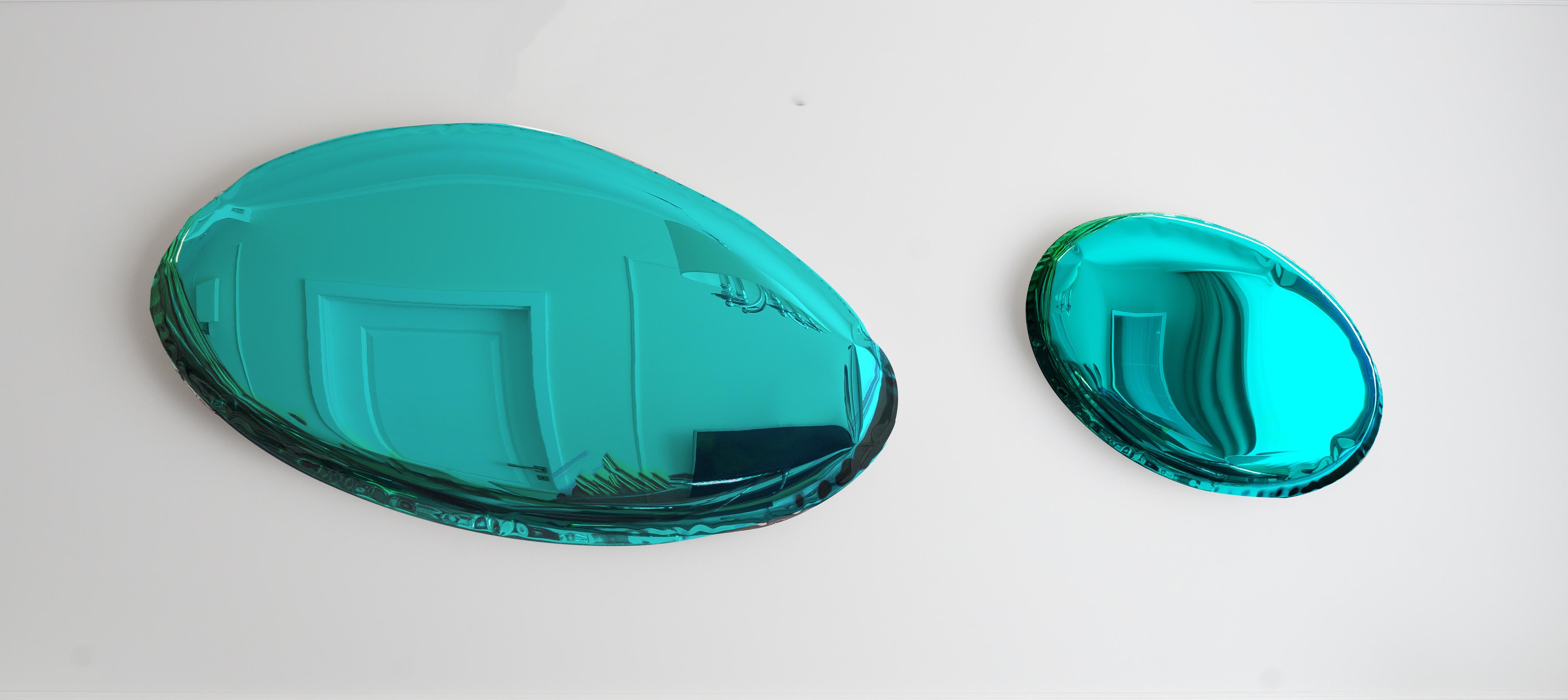 Moderne Tafla O1 Miroir en acier inoxydable poli de Zieta en vert émeraude en vente