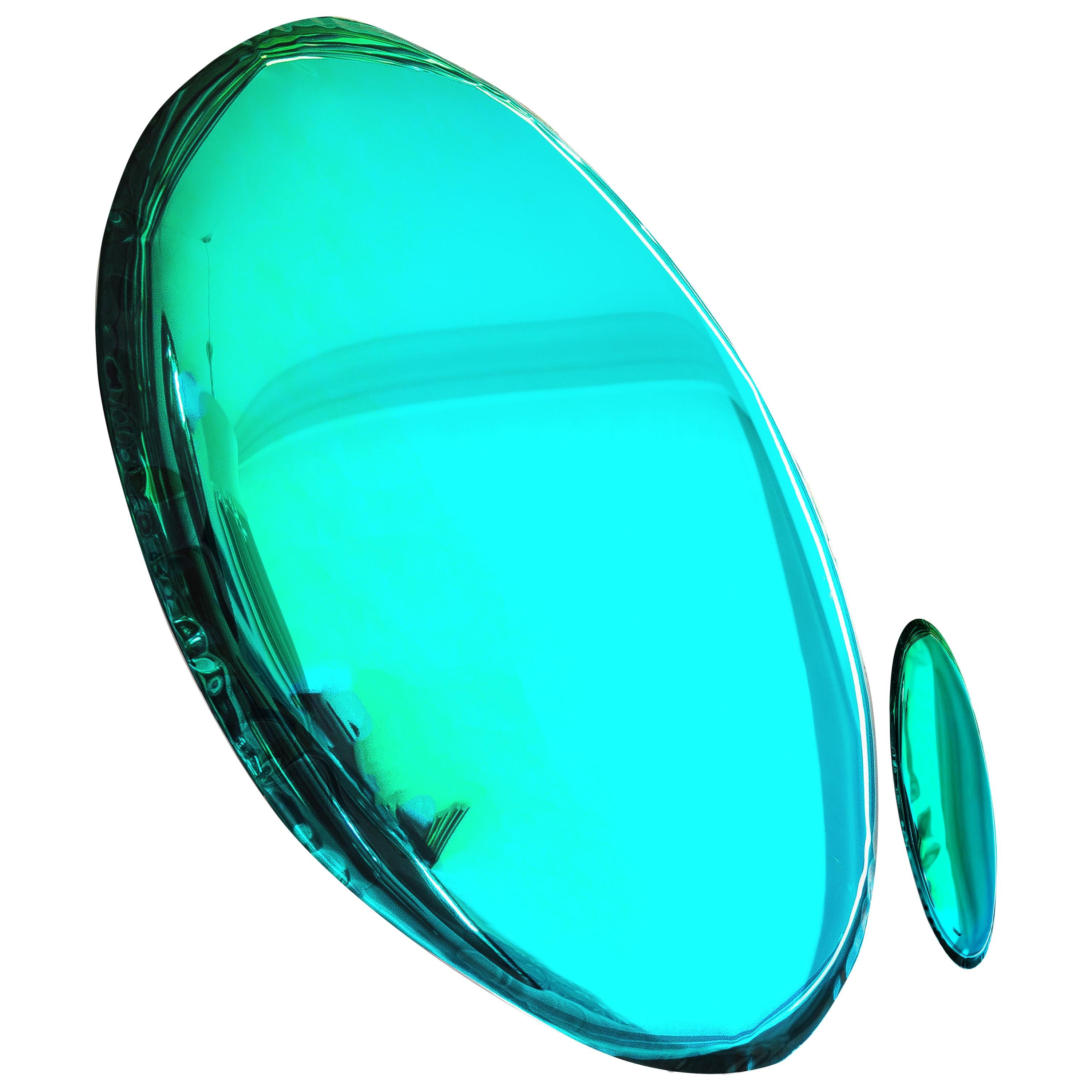 Tafla O1 Mirror in Polished Stainless Steel by Zieta in Emerald Green