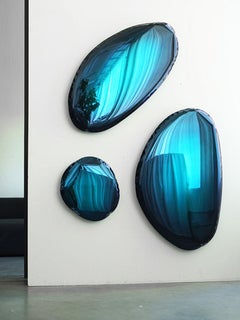 Tafla O3 Polished Deep Space Blue Color Stainless Steel Wall Mirror by Zieta