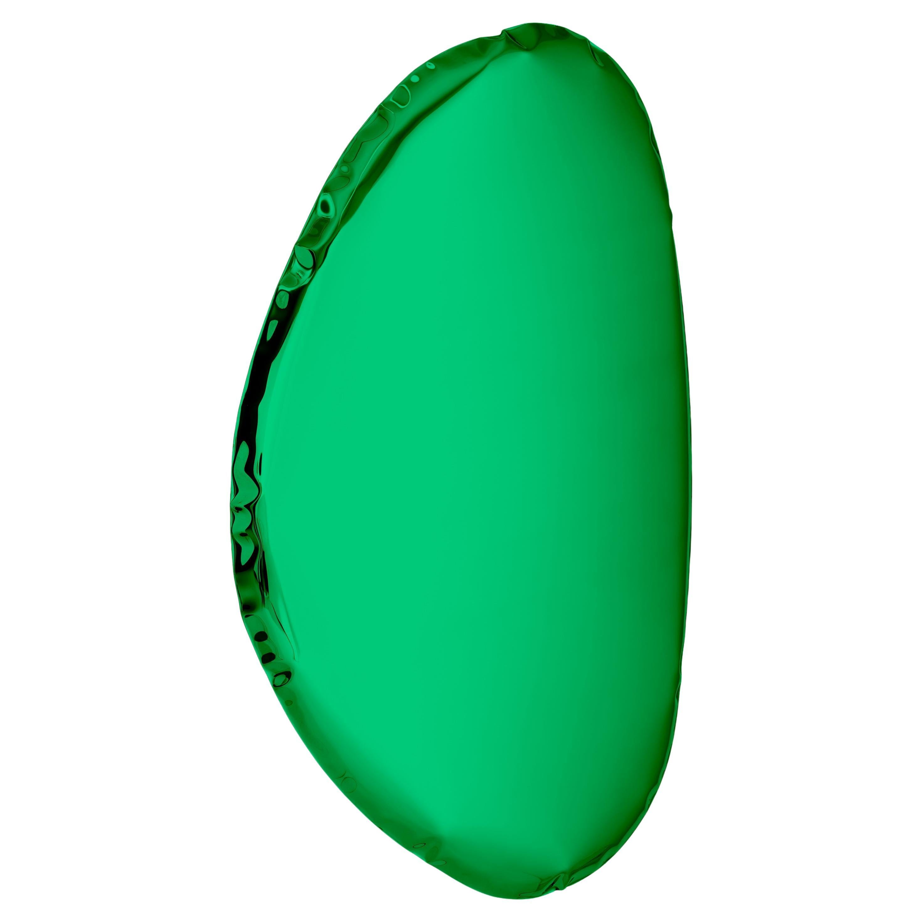 Tafla O3 Wandspiegel aus poliertem, smaragdfarbenem Edelstahl von Zieta im Angebot