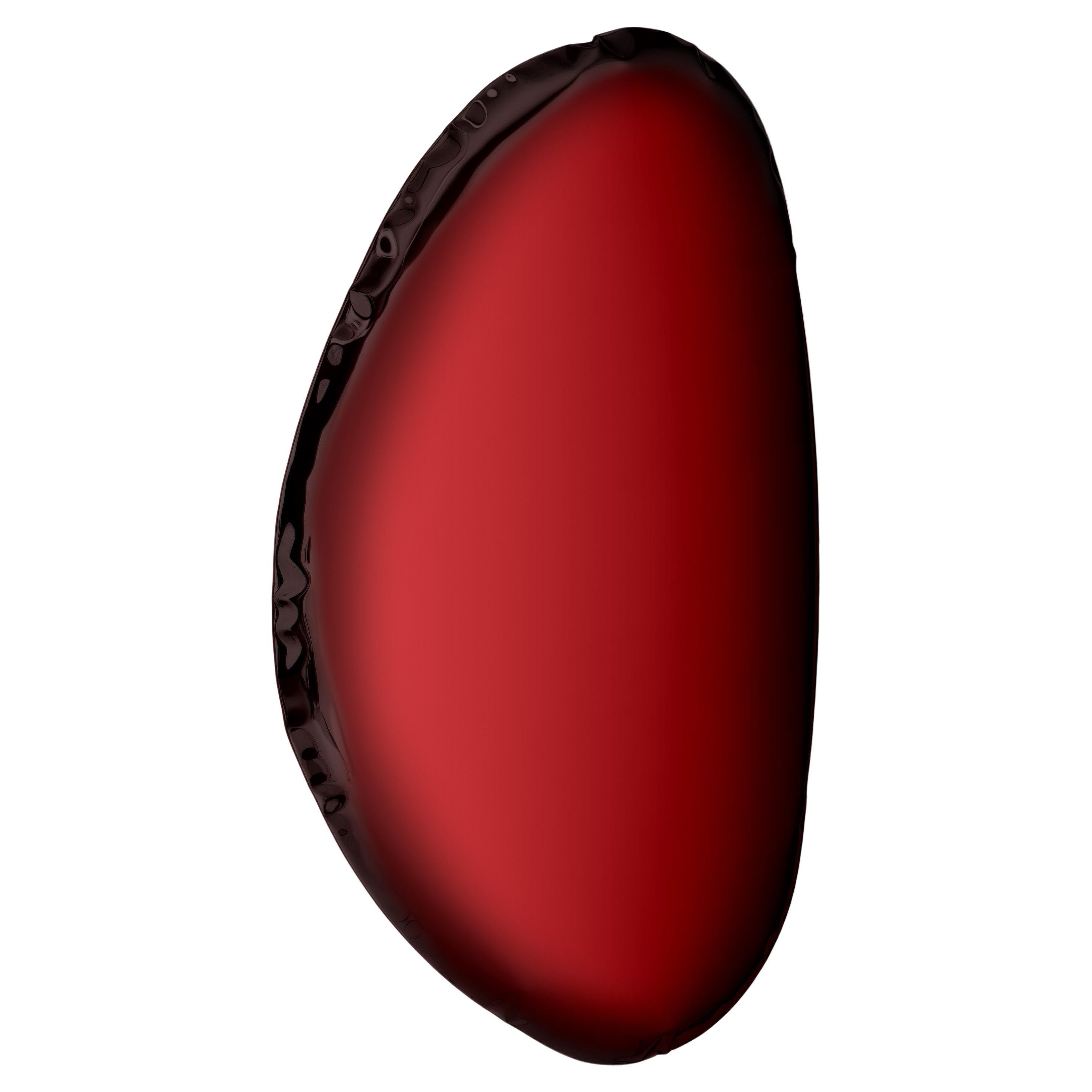Tafla O3 Polished Rubin Red Color Stainless Steel Wall Mirror by Zieta