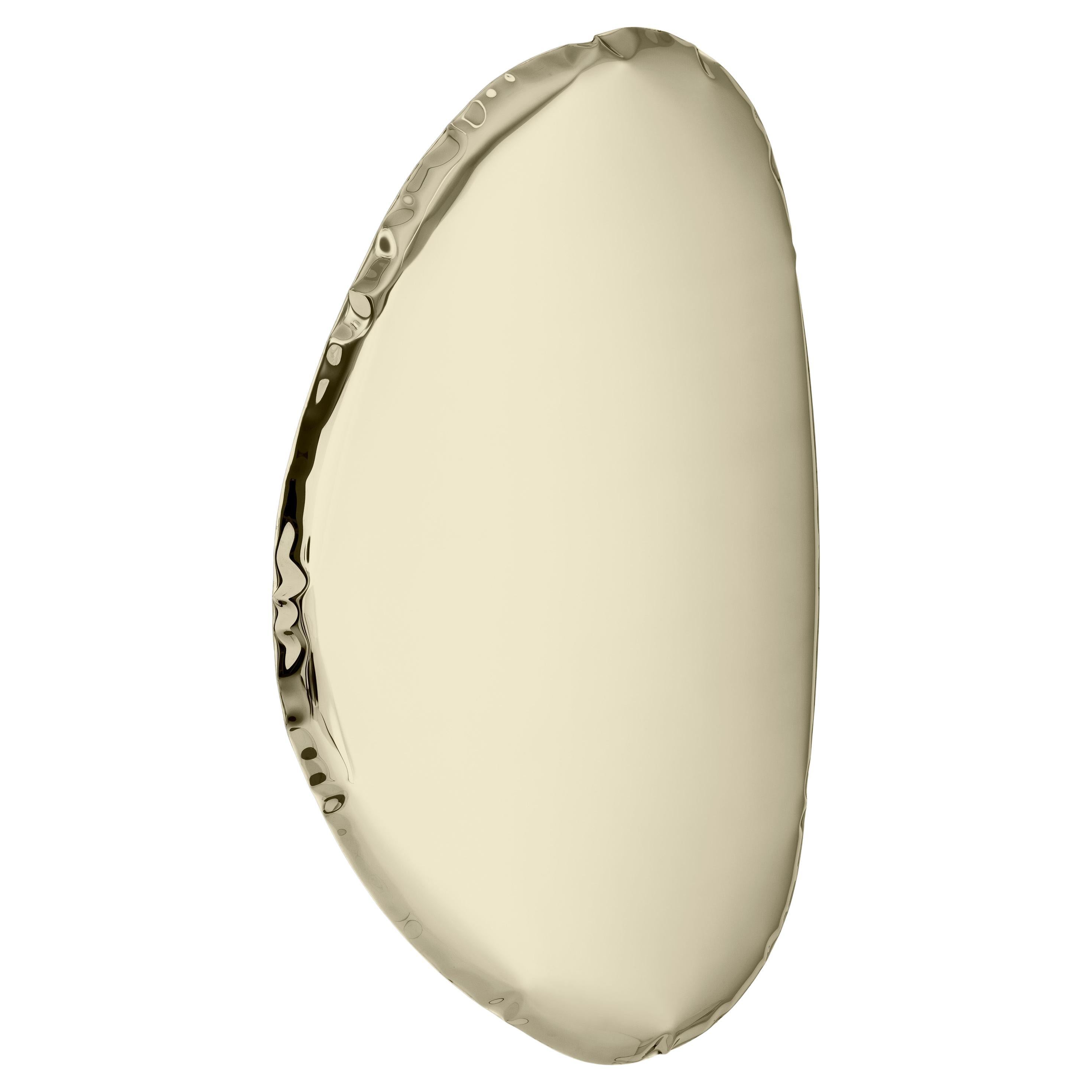 Tafla O3 Polished Stainless Steel Light Gold Color Wall Mirror by Zieta For Sale
