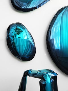 Tafla O5 Polished Deep Space Blue Color Stainless Steel Wall Mirror by Zieta