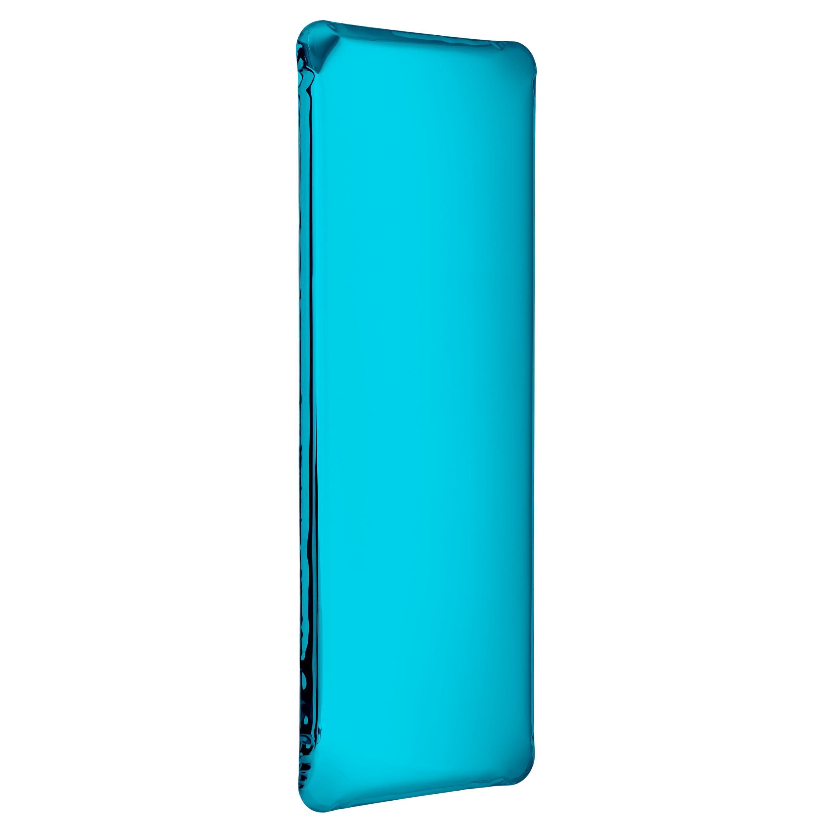 Tafla Q1 Specchio da parete in acciaio inox lucido color zaffiro di Zieta