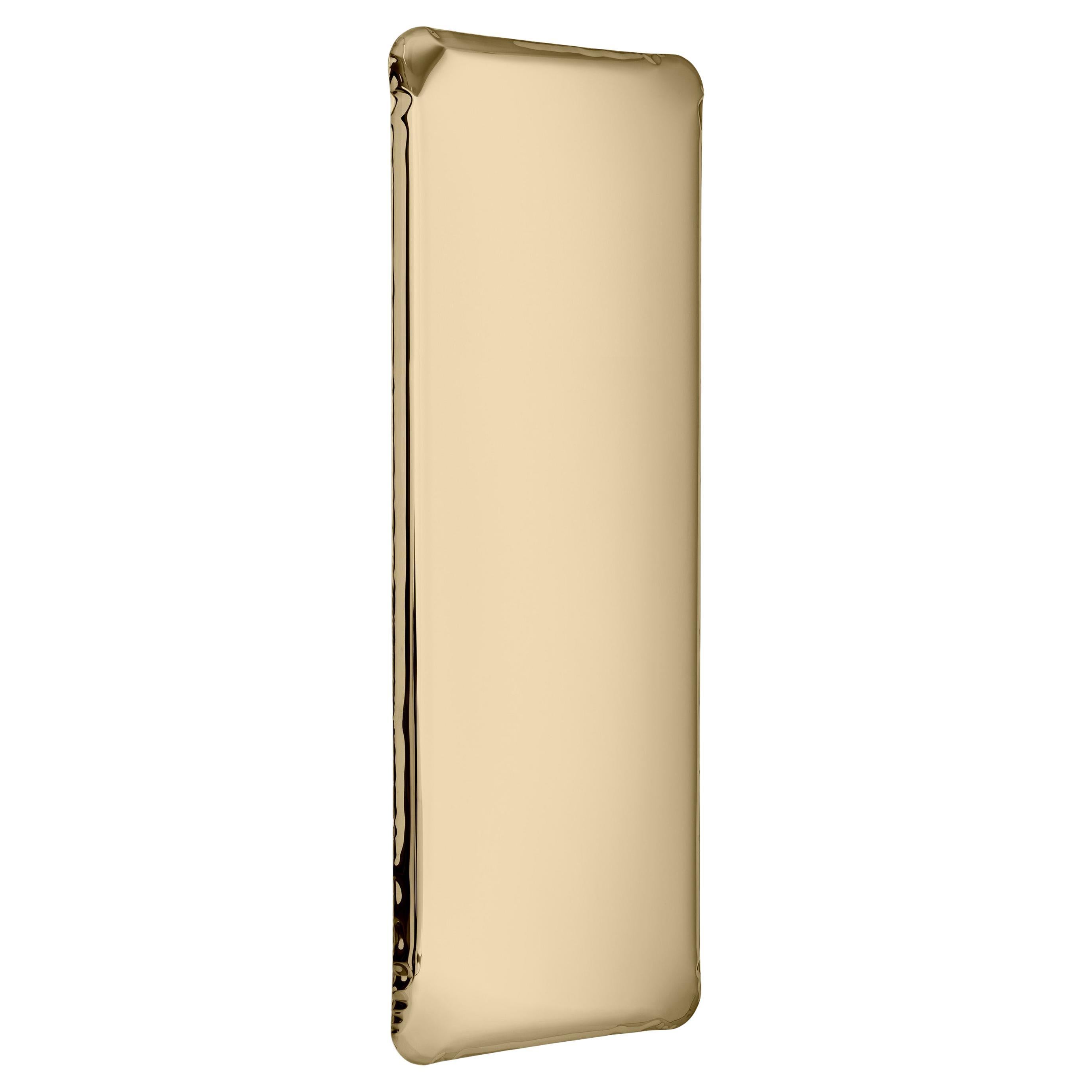 Tafla Q1 Polished Stainless Steel Classic Gold Color Wall Mirror by Zieta For Sale