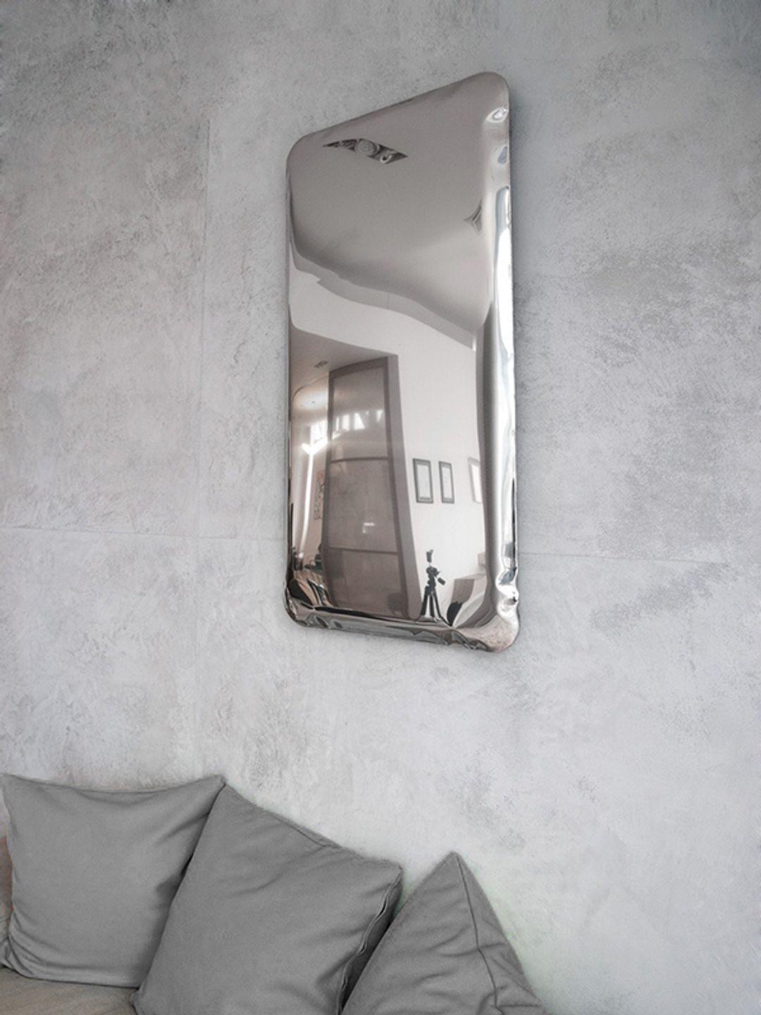 Contemporary Tafla Q2 Polished Stainless Steel Wall Mirror by Zieta For Sale