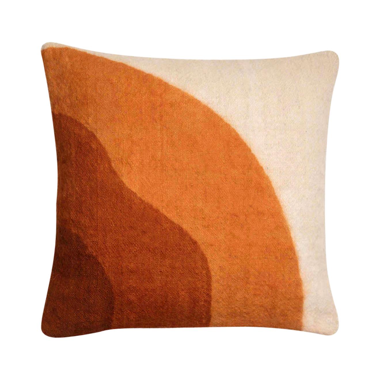 Housse de coussin Brown, en laine tissée et peinte à la main avec des teintures naturelles