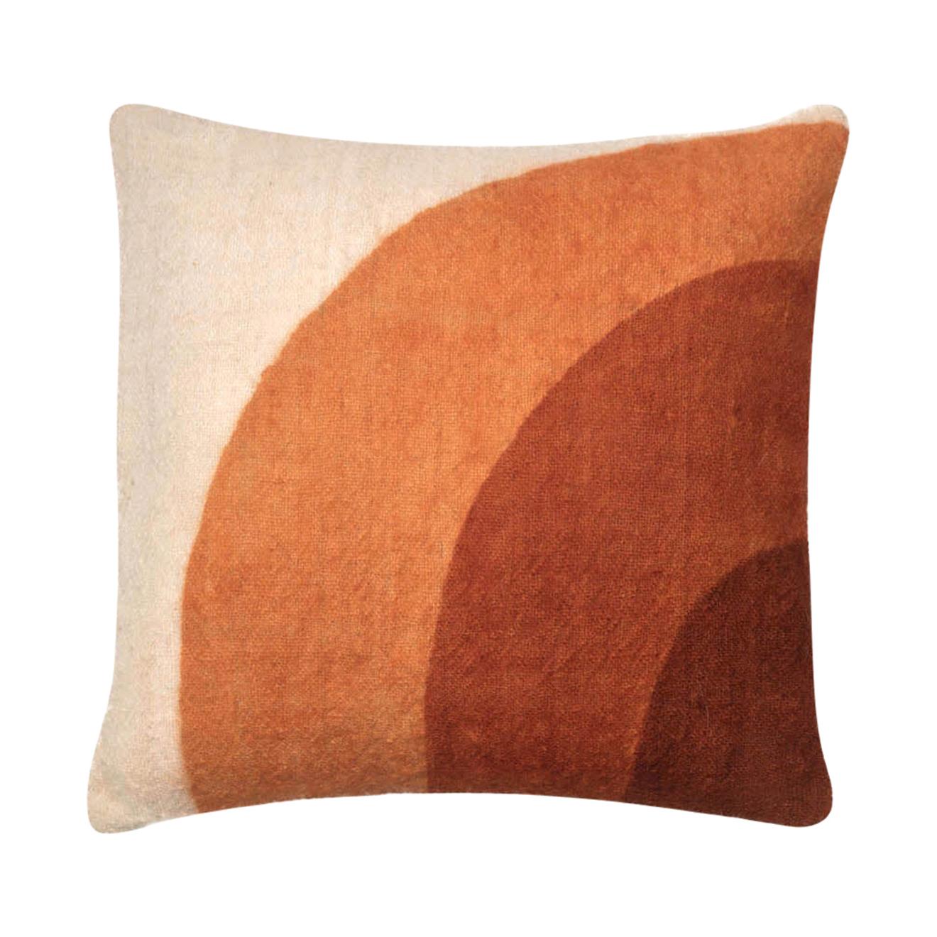 Couvercle de coussin marron Tafrant, fabriqué en laine et peint à la main avec des teintures naturelles