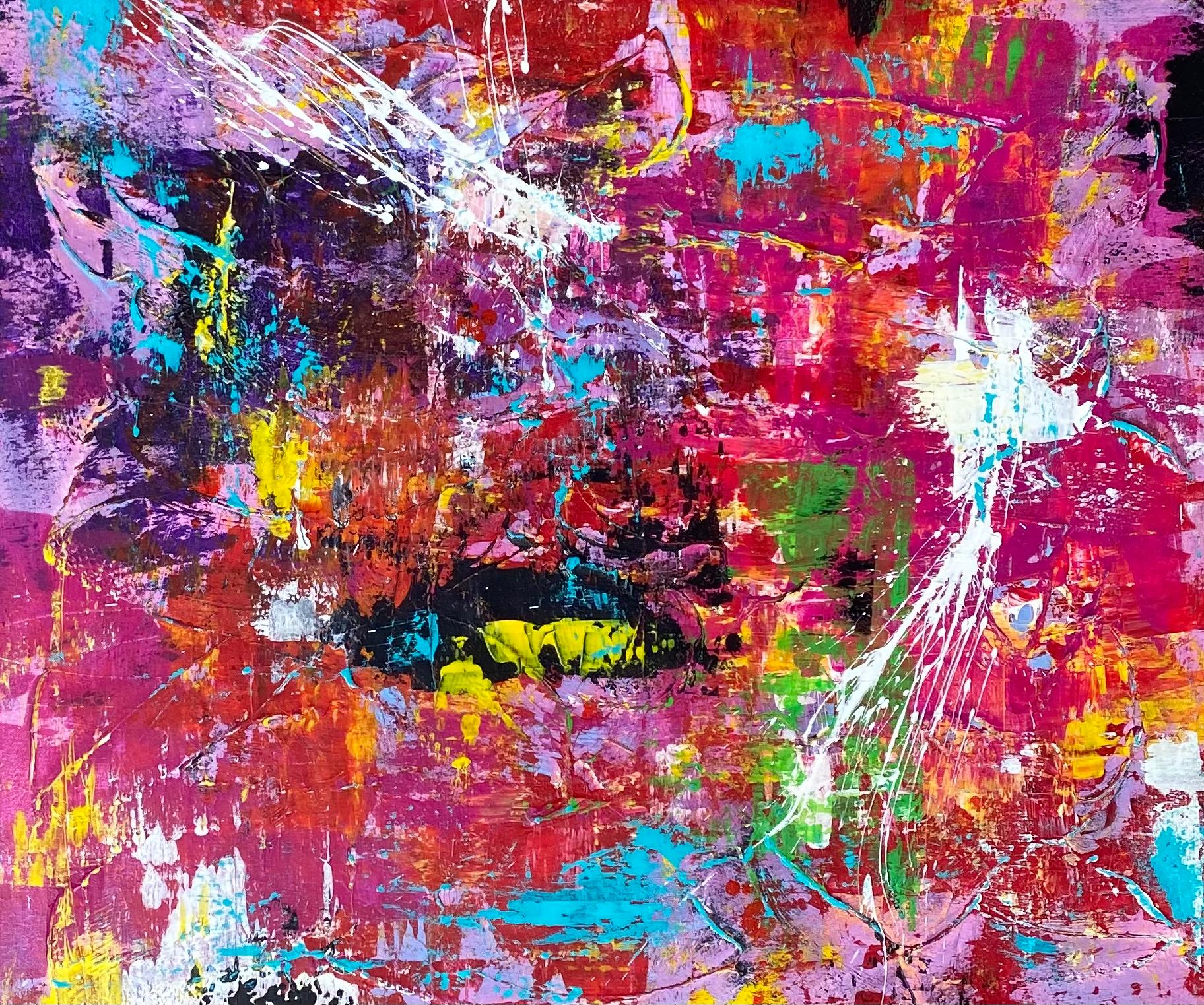 Controlled Chaos by Taft McWhorter is an acrylic/canvas that measures 30x30. It is painted as an Eclectic Variety which is described as an Abstract Contemporary painting. It was painted in 2021. It is gallery wrapped so there is no  need for a