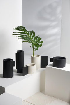 Collection'S, Set di 5 vasi in cemento bianco e nero