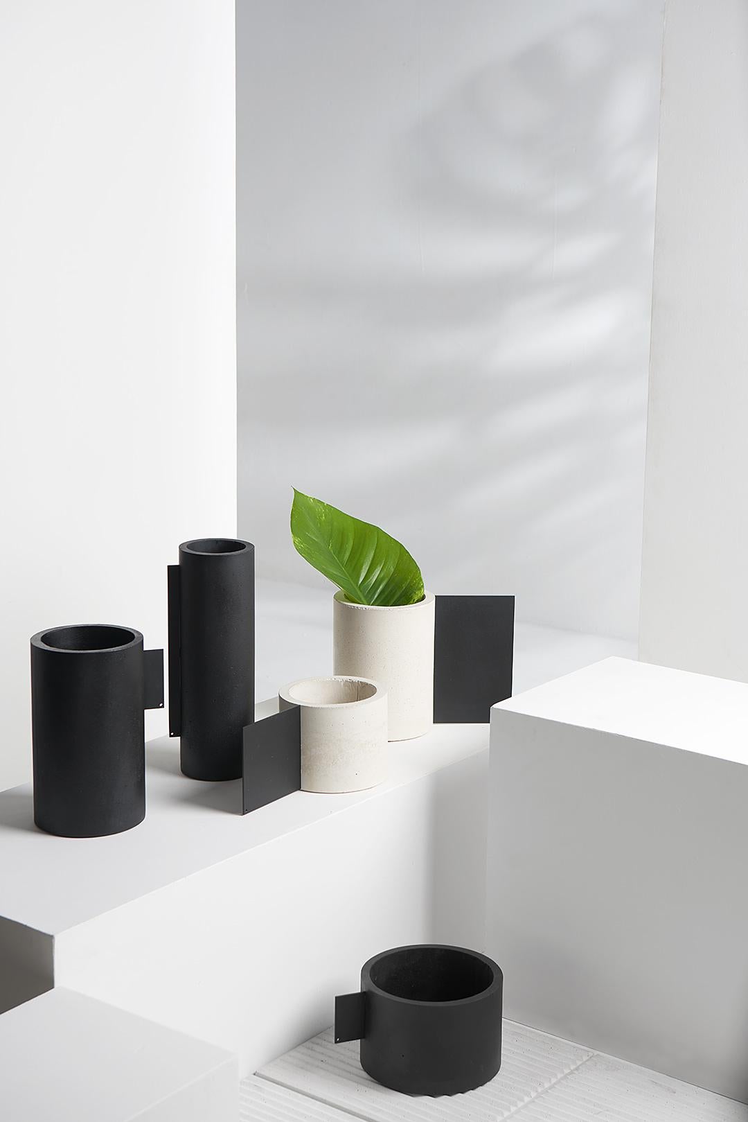 Minimalismo Collection'S, Set di 5 vasi in cemento bianco e nero in vendita
