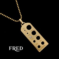 Fred Tag Collection Graduation Diamond Plaque Yellow Gold Pendant