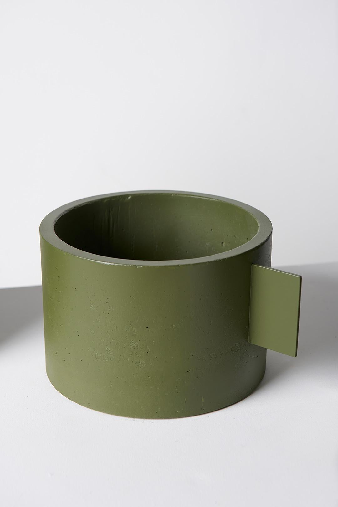Acciaio Collection'S, Set di 5 vasi in calcestruzzo verde militare in vendita