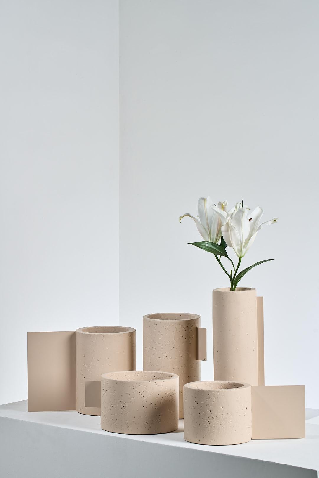 Minimaliste The Collective, ensemble de 5 pots en béton nude en vente