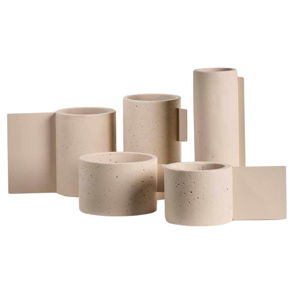 Collection'S, Set di 5 vasi in cemento nudo
