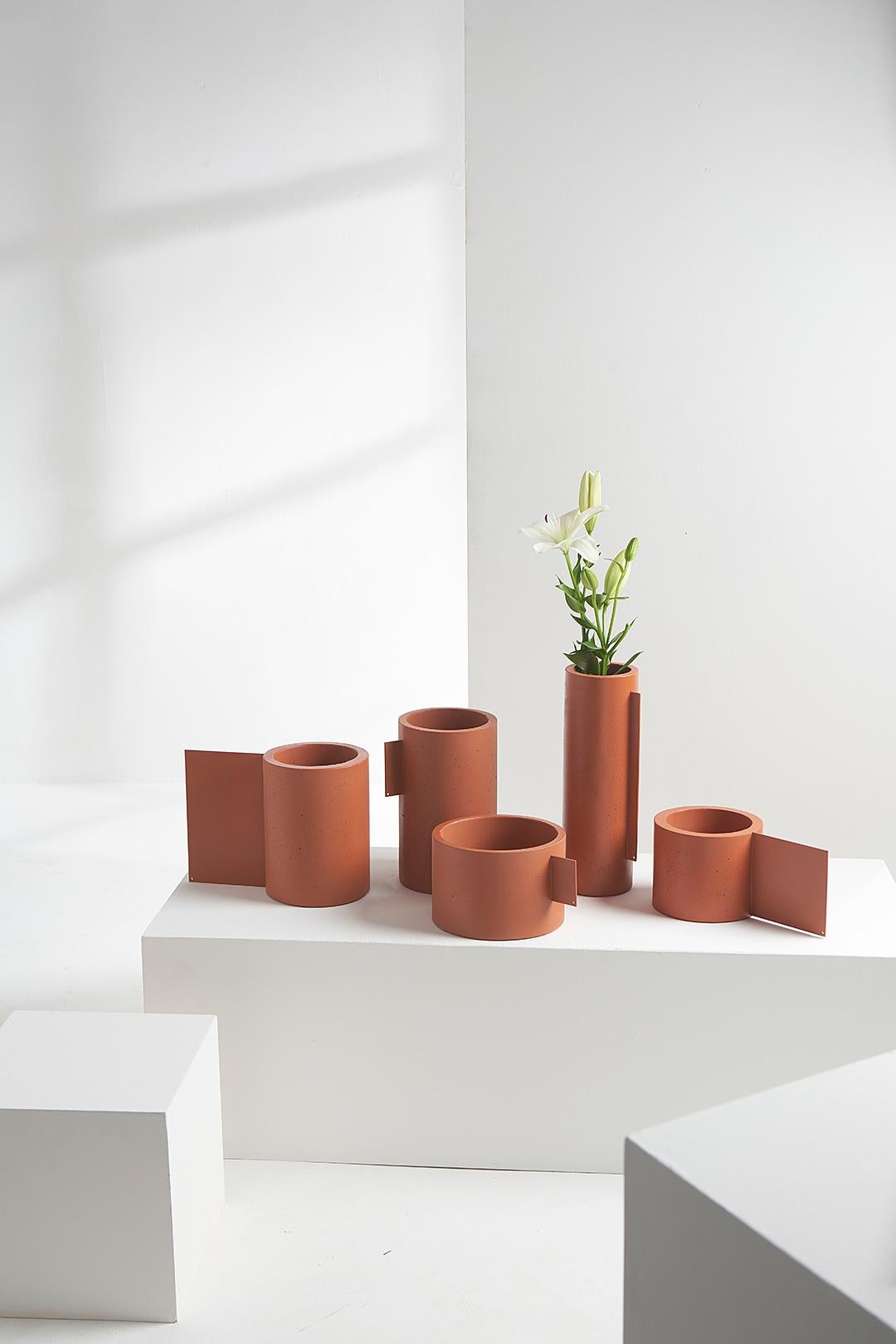 Minimalismo Collection'S, Set di 5 vasi in terracotta e calcestruzzo in vendita