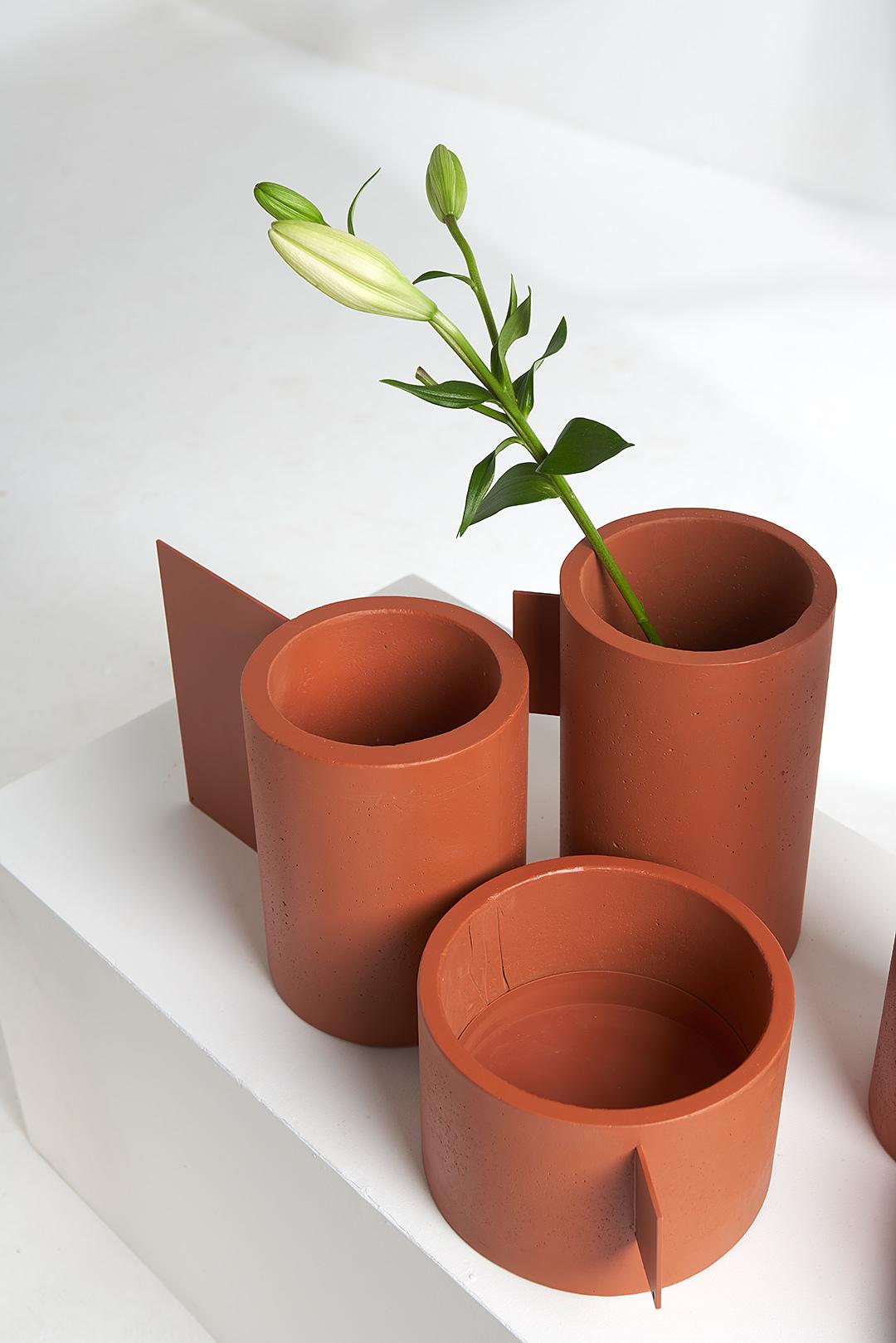 Collection'S, Set di 5 vasi in terracotta e calcestruzzo in vendita 2