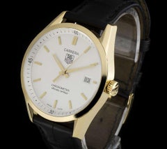 TAG Heuer 18 Karat Gelbgold weißes Baton-Zifferblatt Carrera B&P WV5140