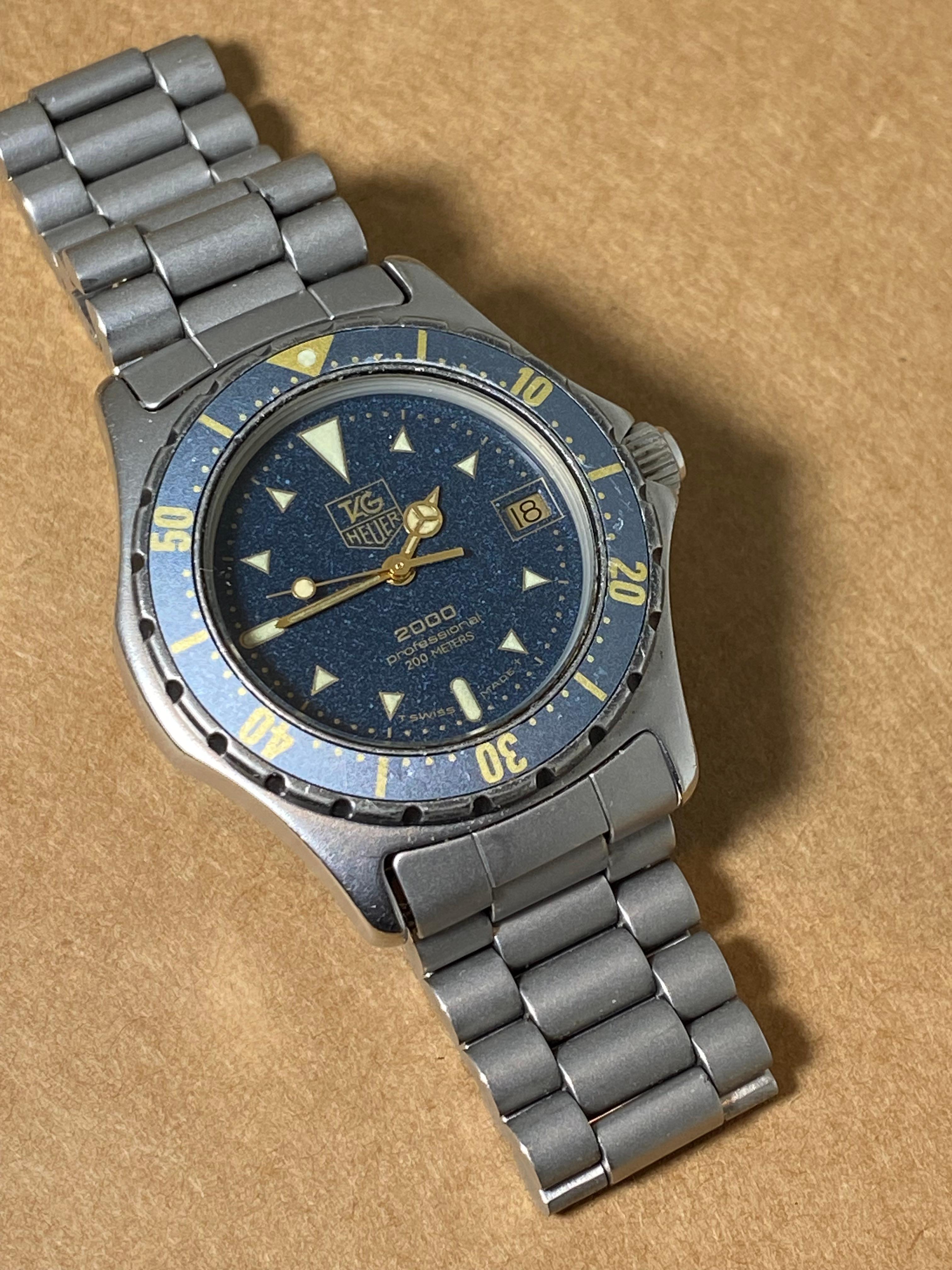 Men's TAG Heuer 2000 ref 972 613 Professional 200m 35mm S/Steel Aluminium Bezel Watch For Sale