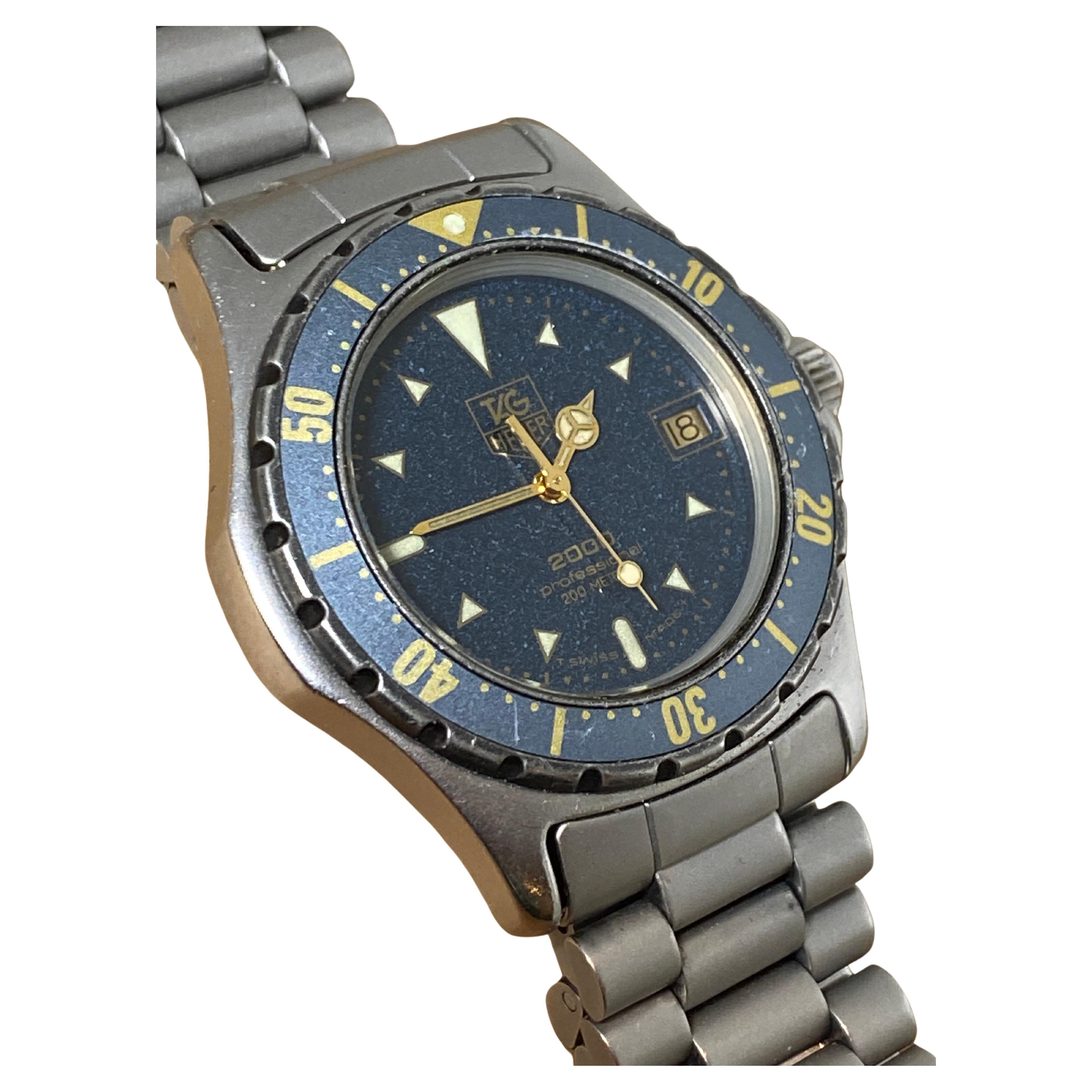 TAG Heuer 2000 ref 972 613 Professional 200m 35mm S/Steel Aluminium Bezel Watch For Sale