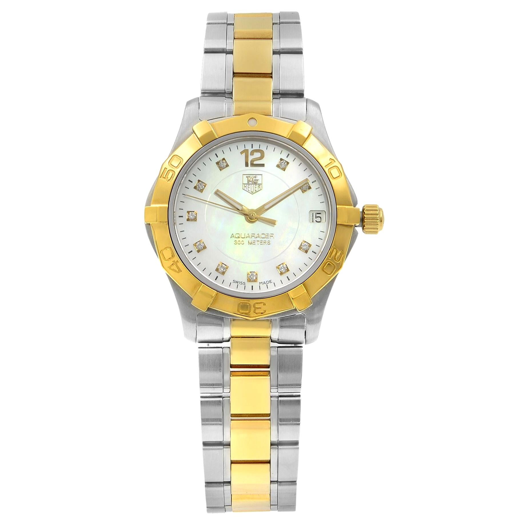 TAG Heuer Aquaracer 18K Gold Diamond MOP Dial Steel Ladies Watch WAF1320.BB0820