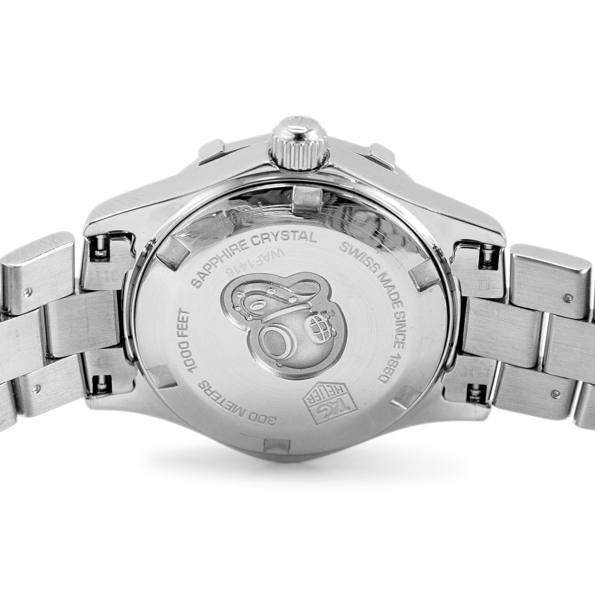 Tag Heuer Aquaracer 27MM WAF1416 Mopa Bisel de diamantes Acero inoxidable Reloj de señora en Excelente Estado en Houston, TX