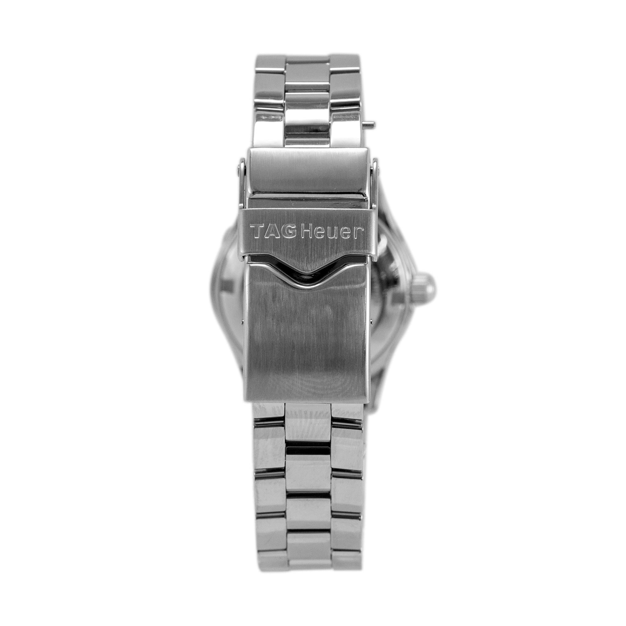 De las mujeres Tag Heuer Aquaracer 27MM WAF1416 Mopa Bisel de diamantes Acero inoxidable Reloj de señora