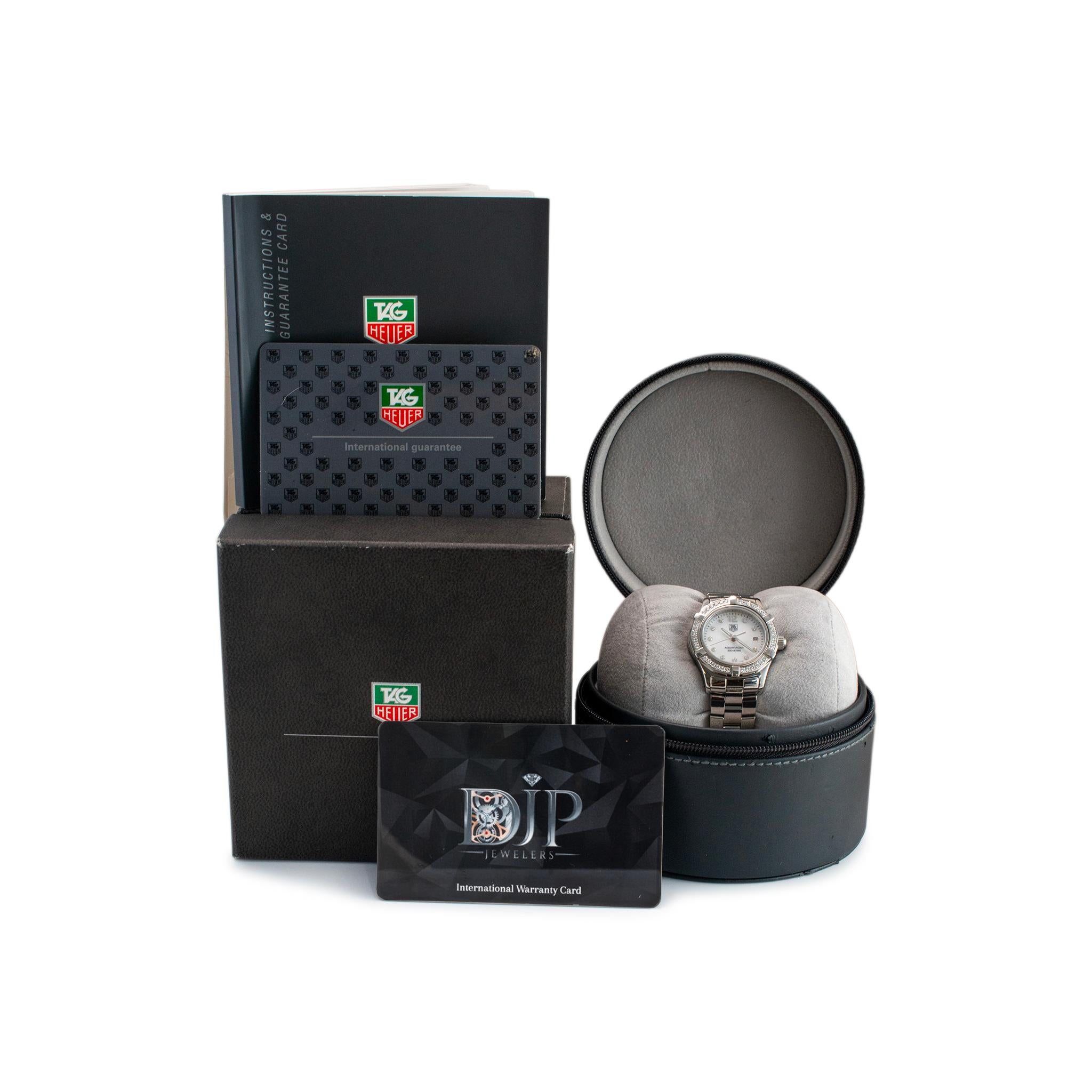 Tag Heuer Aquaracer 27MM WAF1416 Mopa Bisel de diamantes Acero inoxidable Reloj de señora 4